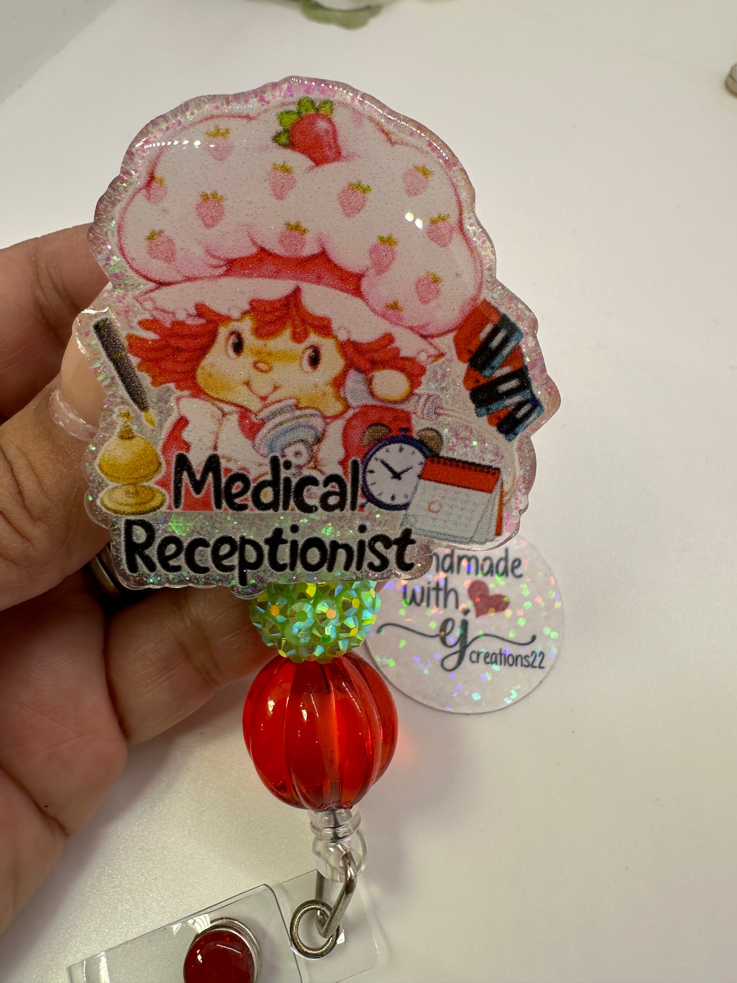 Medical Receptionist Strawberry Girl Badge Reel