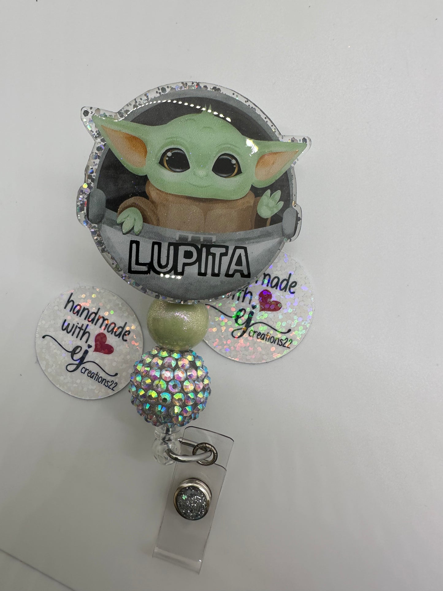 Personalized Baby Green Alien Badge Reel