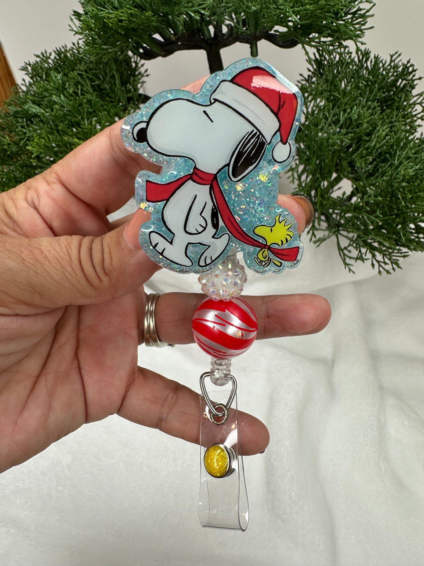 Santa Puppy and Woodstock Badge Reel