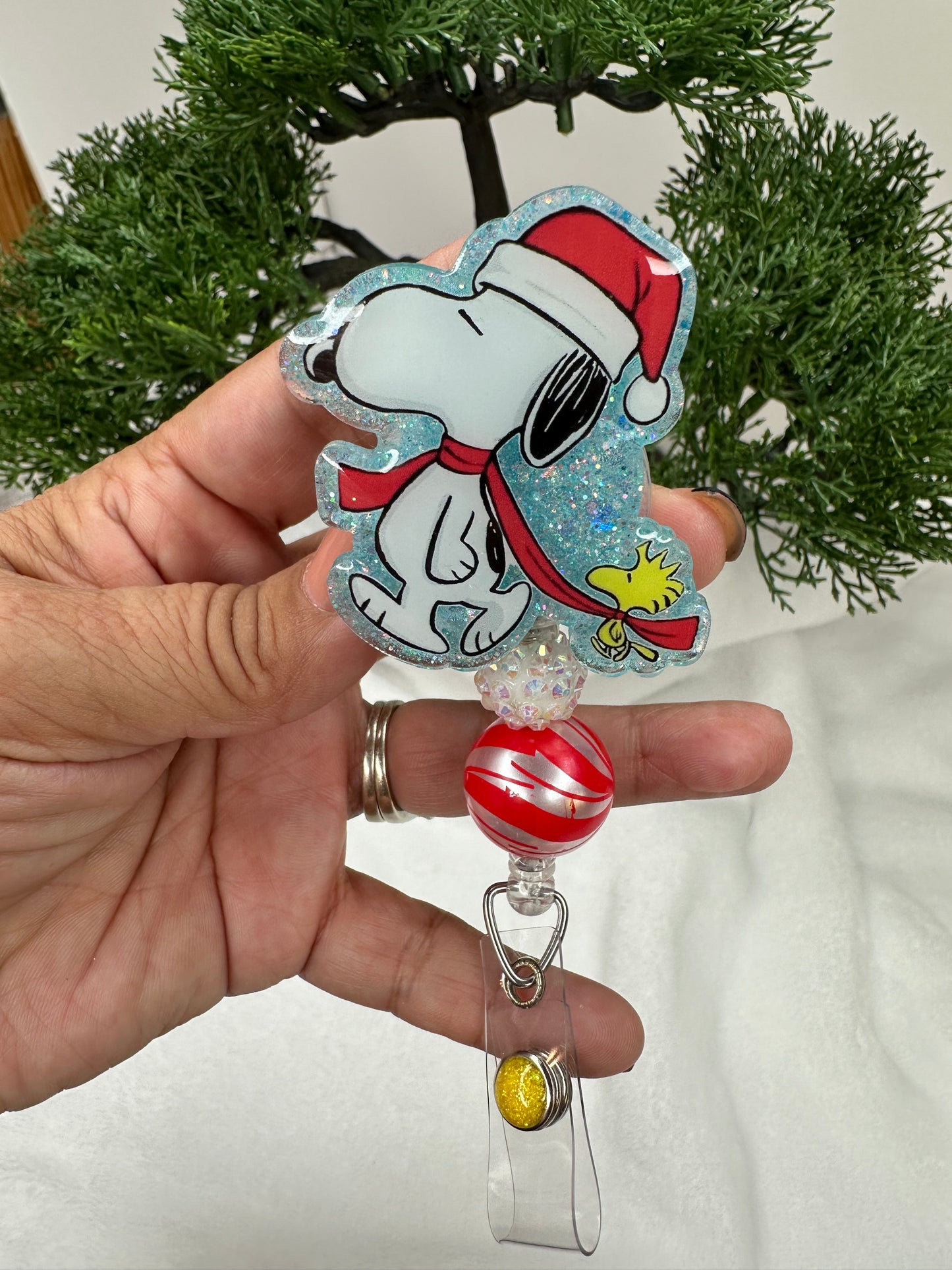 Santa Puppy and Woodstock Badge Reel