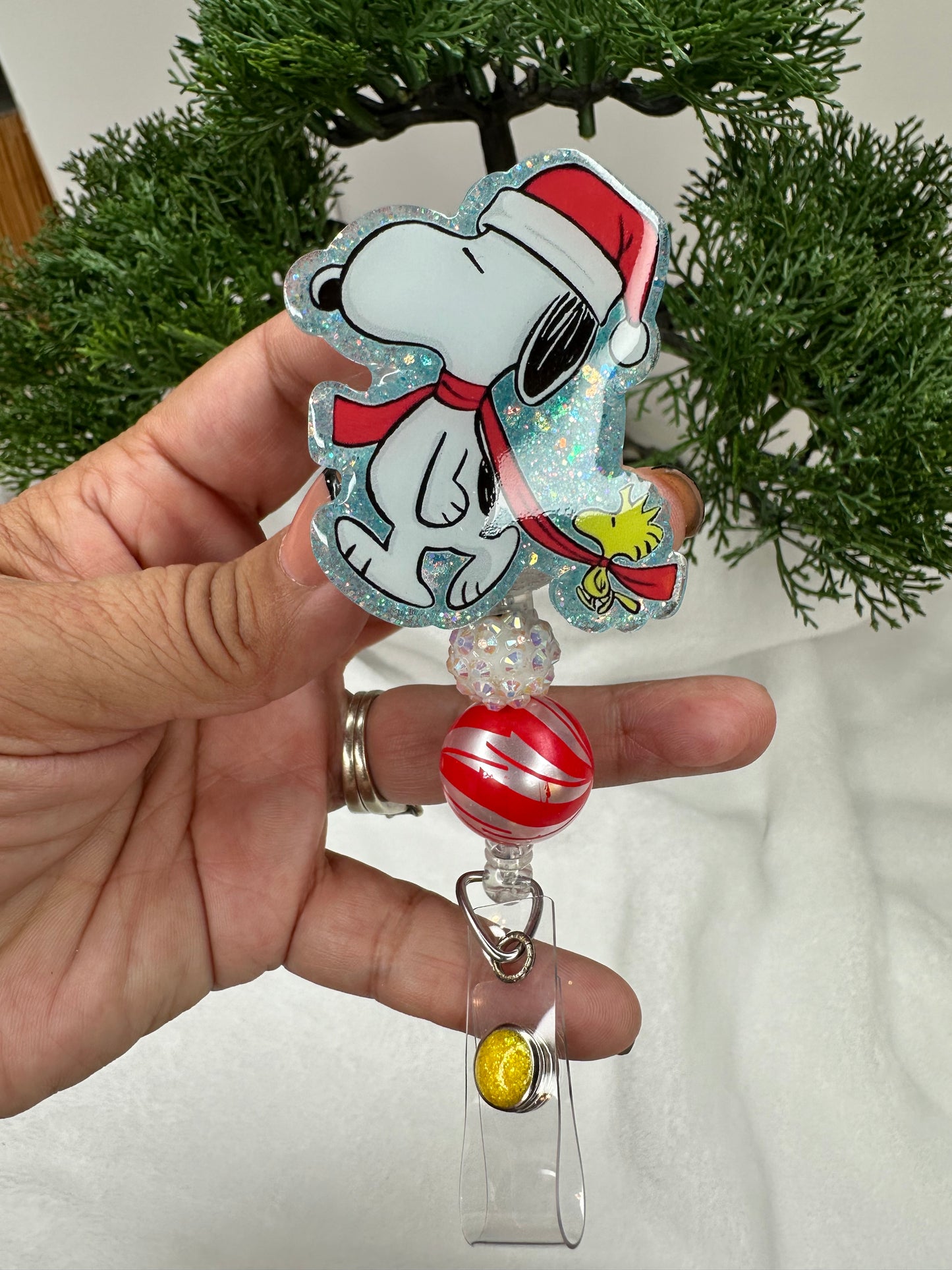 Santa Puppy and Woodstock Badge Reel