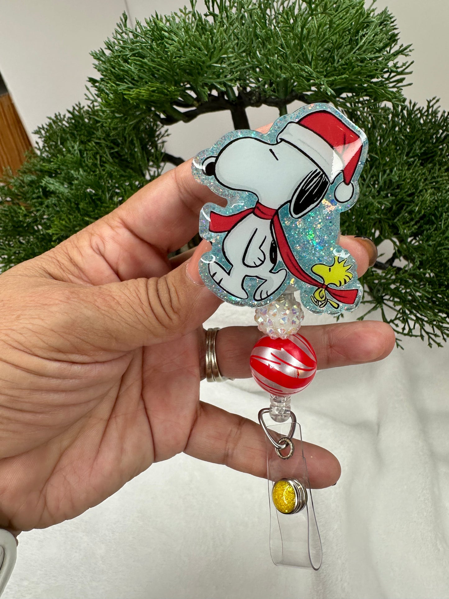 Santa Puppy and Woodstock Badge Reel