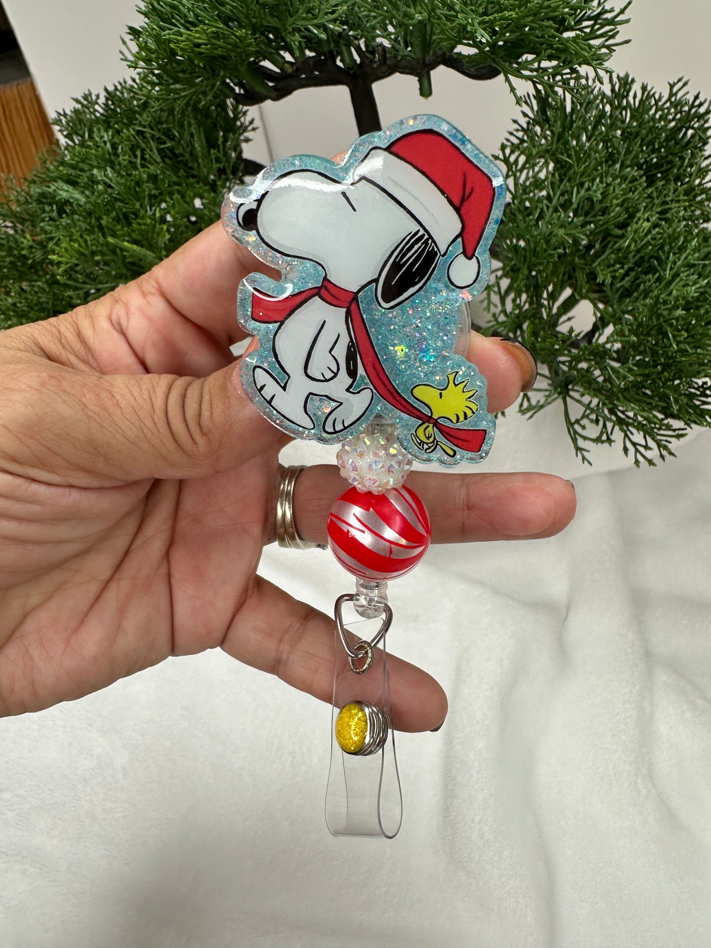 Santa Puppy and Woodstock Badge Reel