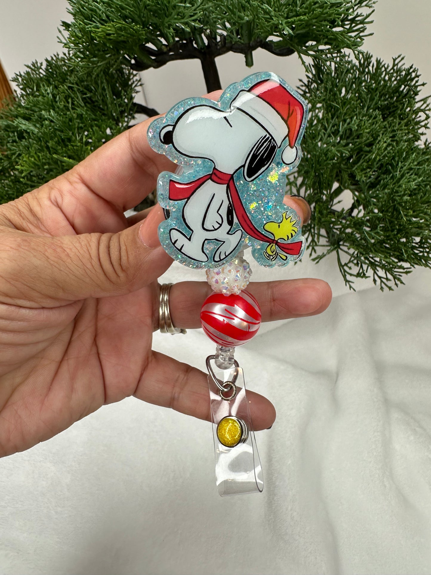 Santa Puppy and Woodstock Badge Reel