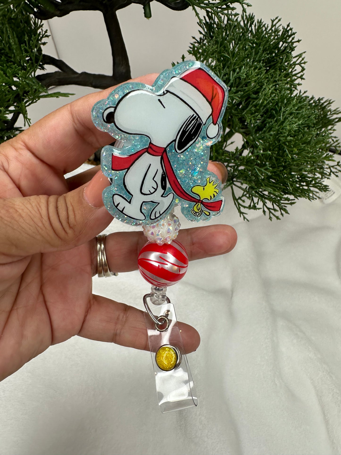 Santa Puppy and Woodstock Badge Reel