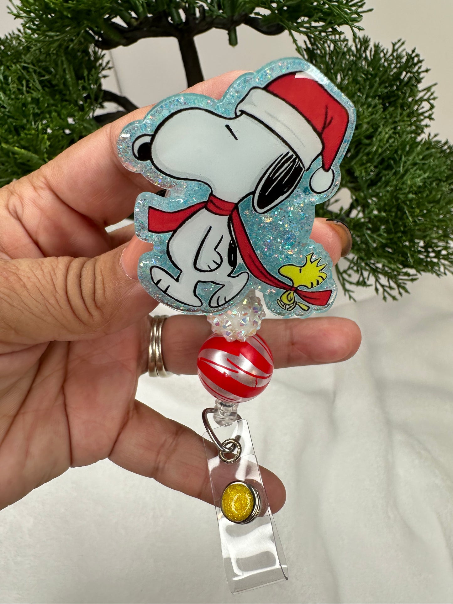 Santa Puppy and Woodstock Badge Reel