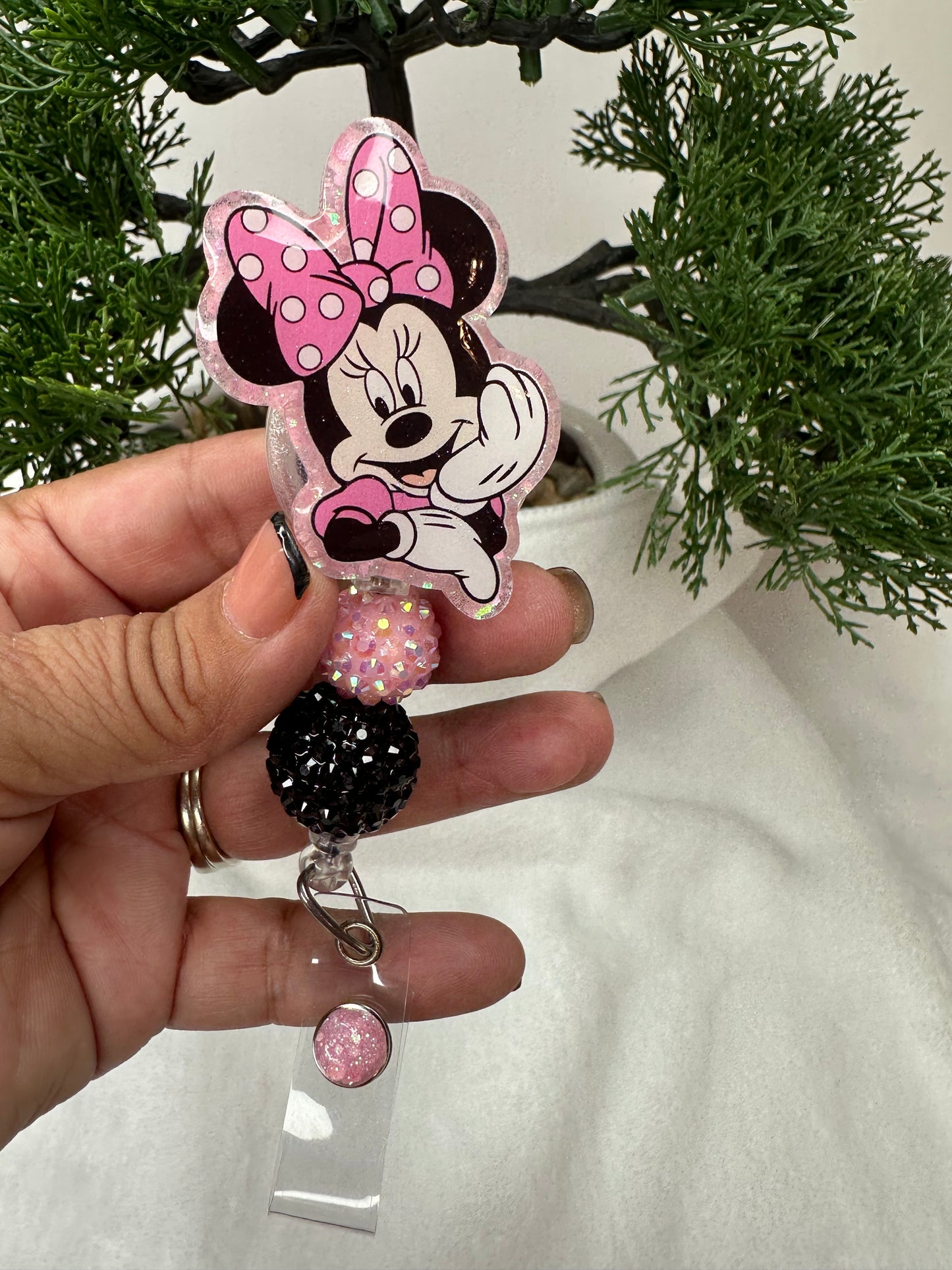 Pink Mouse Ears Badge Reel