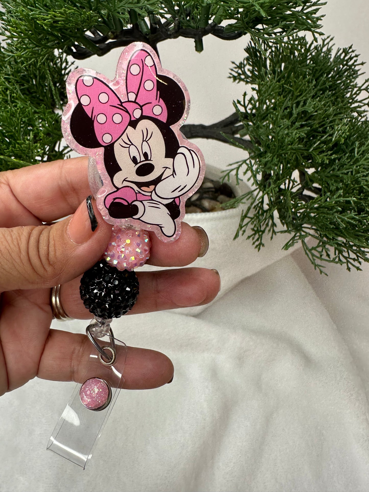 Pink Mouse Ears Badge Reel