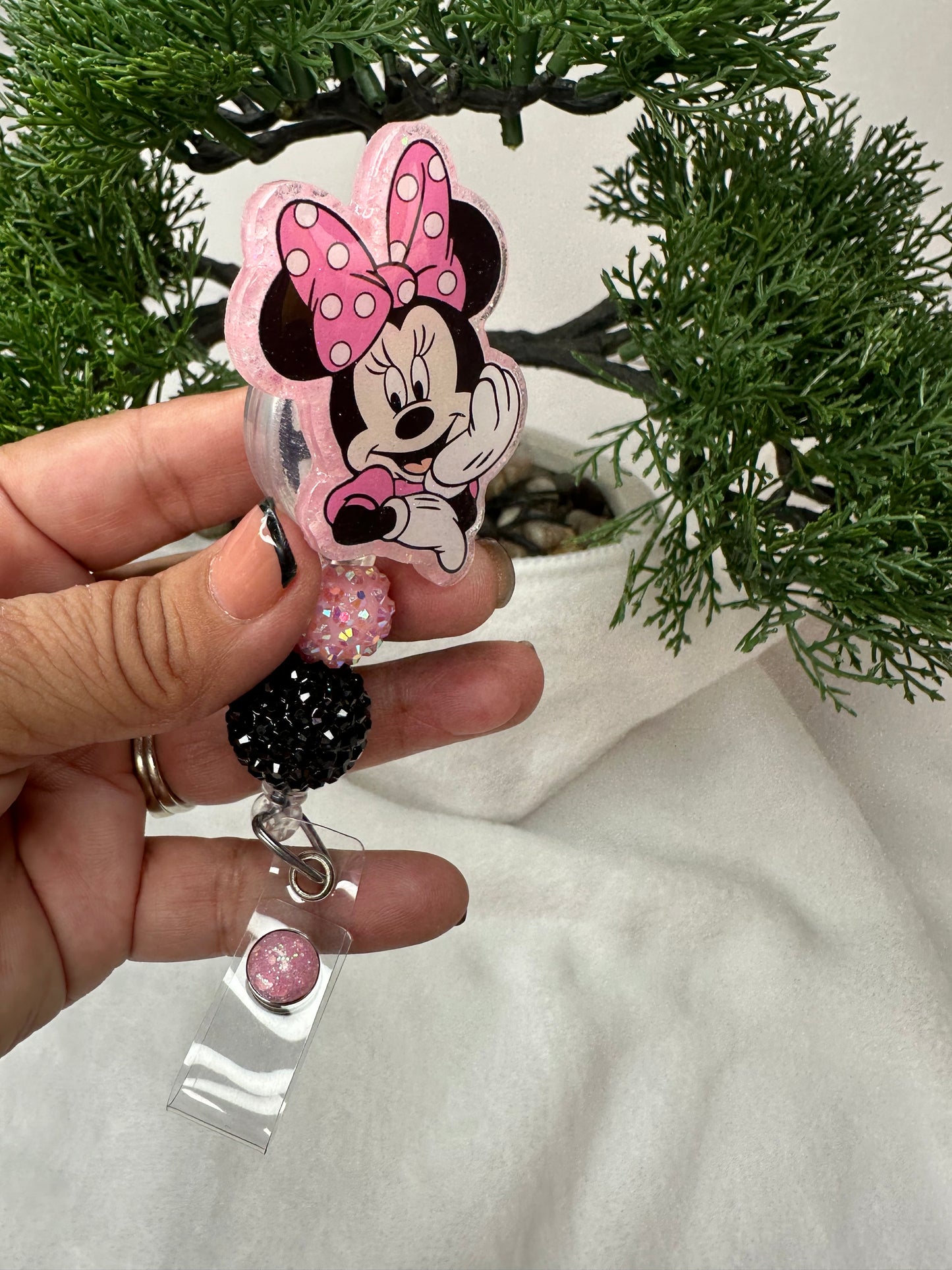 Pink Mouse Ears Badge Reel