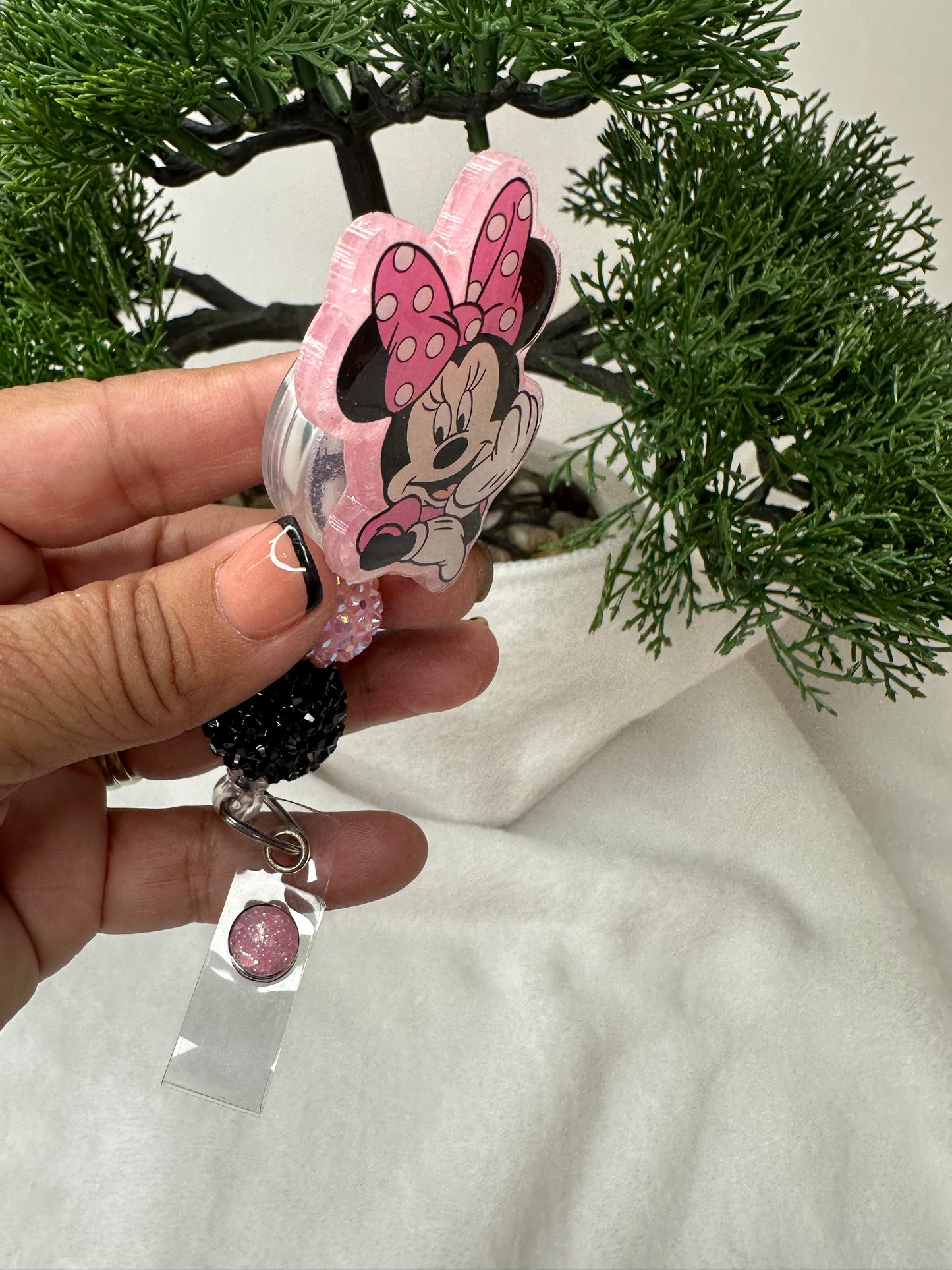 Pink Mouse Ears Badge Reel