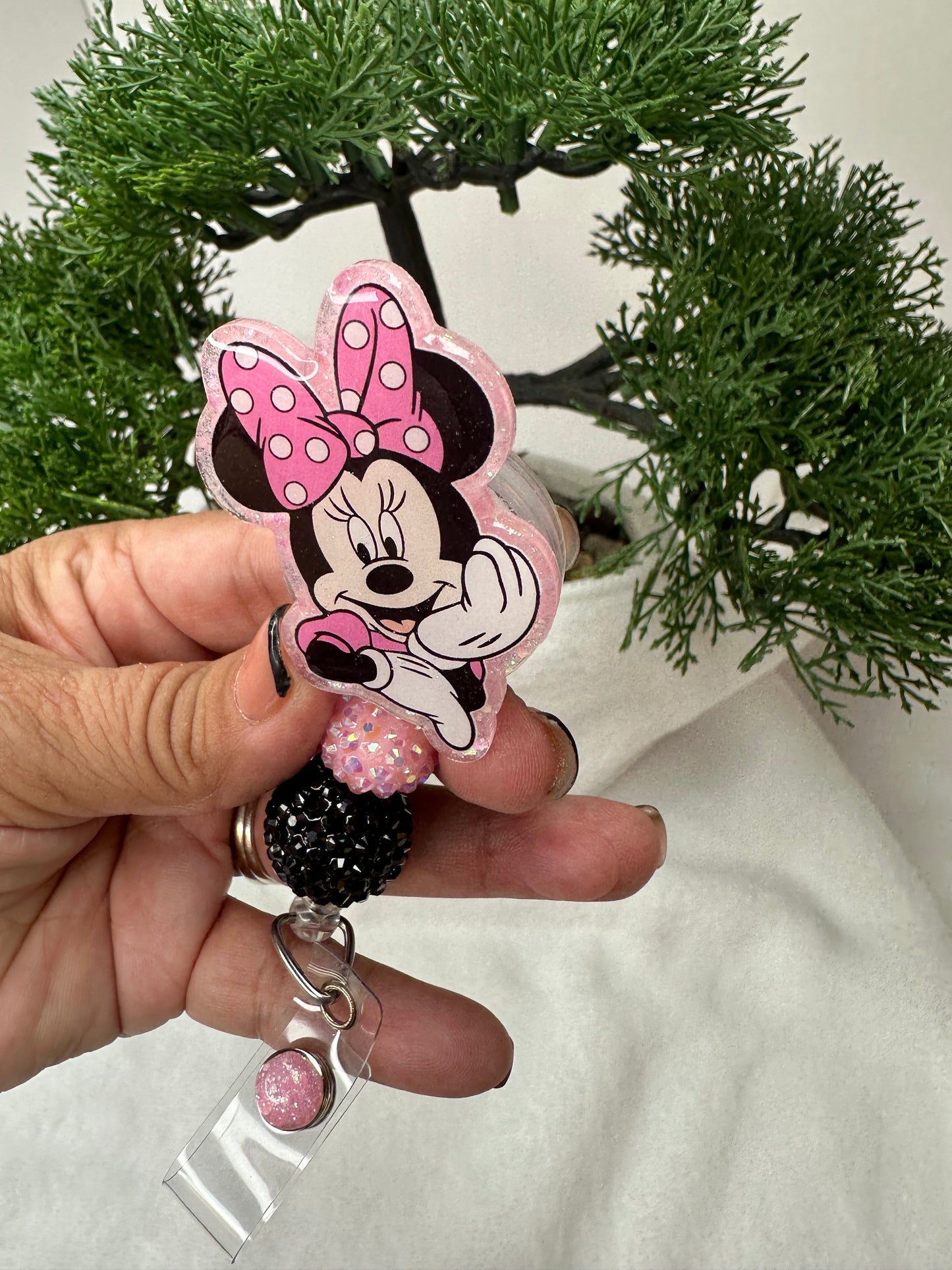 Pink Mouse Ears Badge Reel