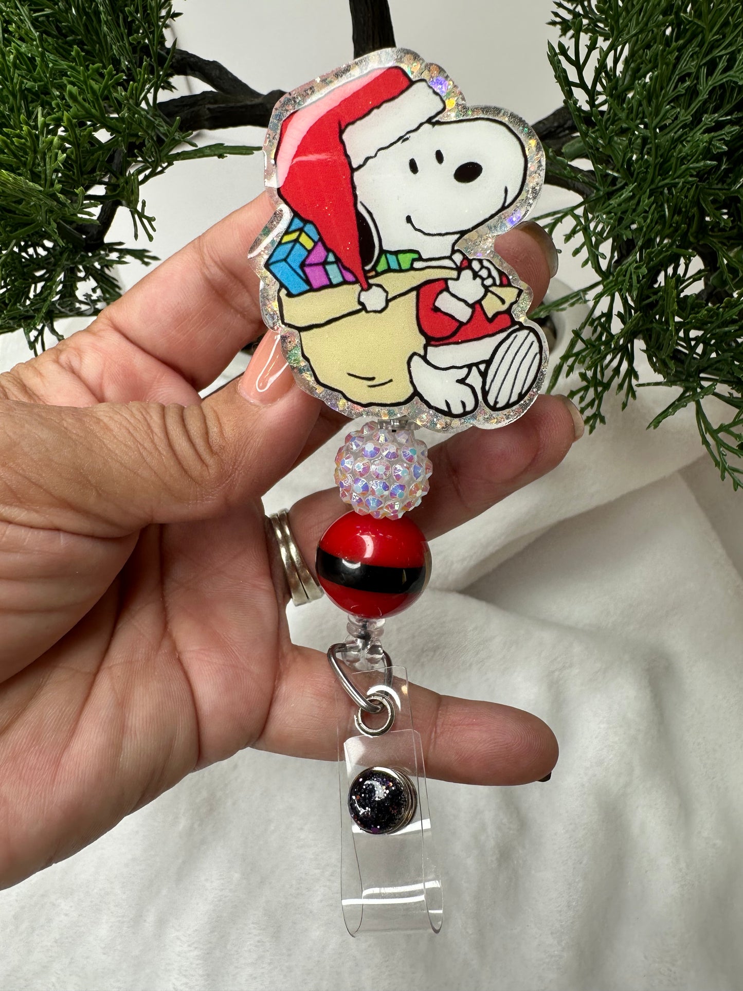 Santa Puppy Badge Reel