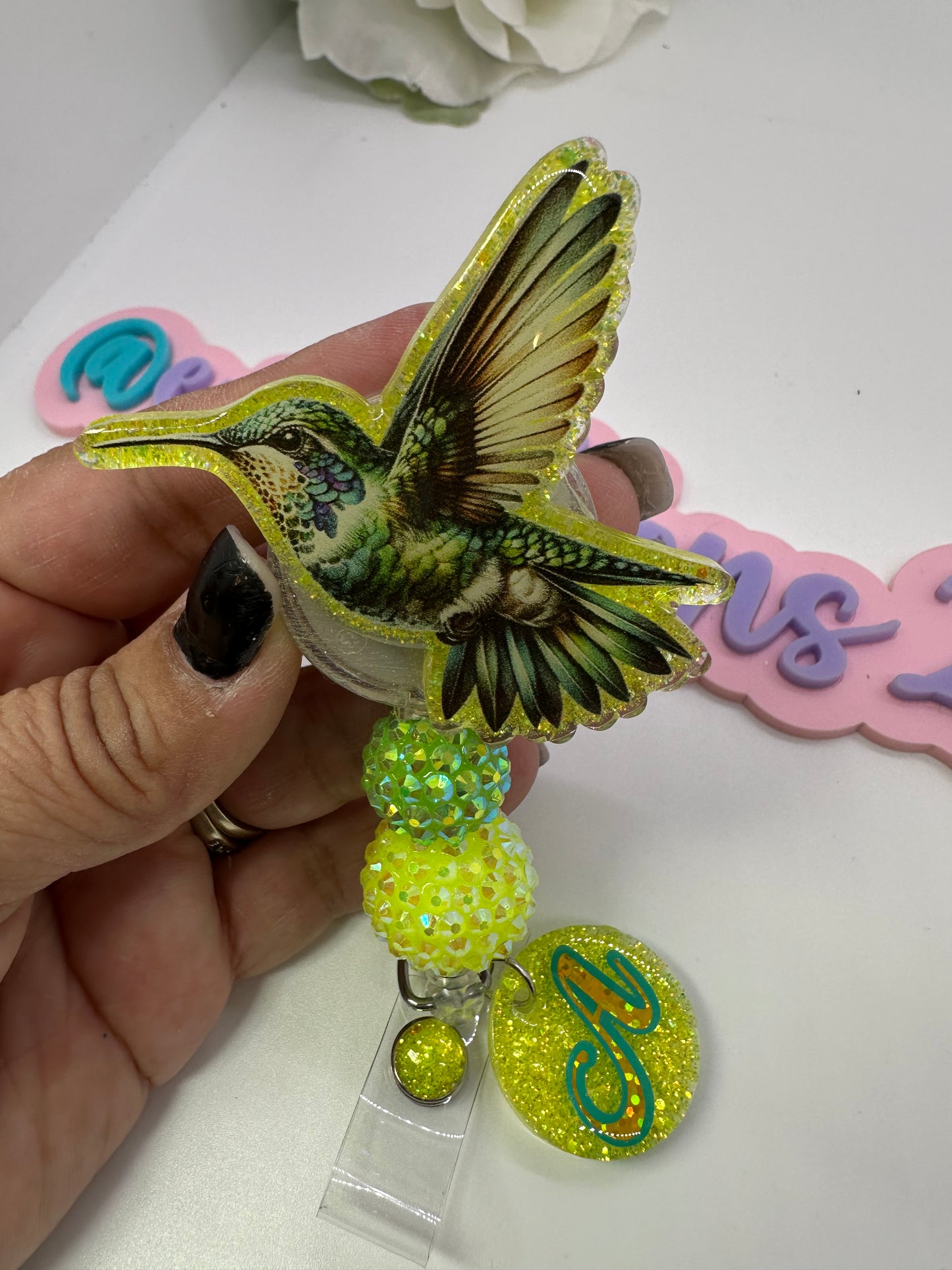 Personalized Hummingbird Badge Reel