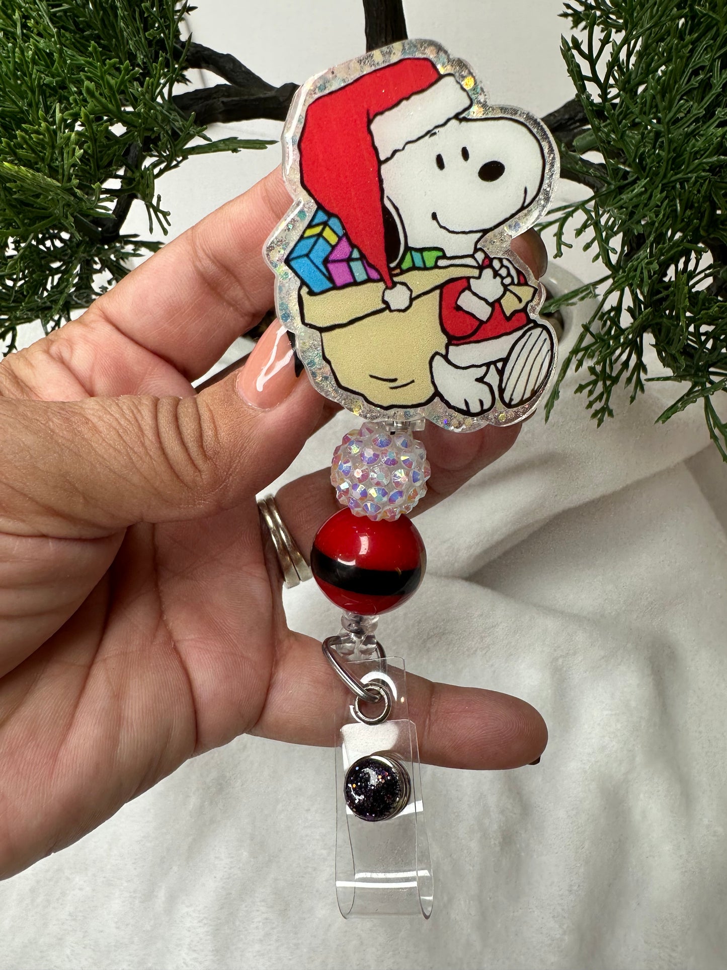 Santa Puppy Badge Reel