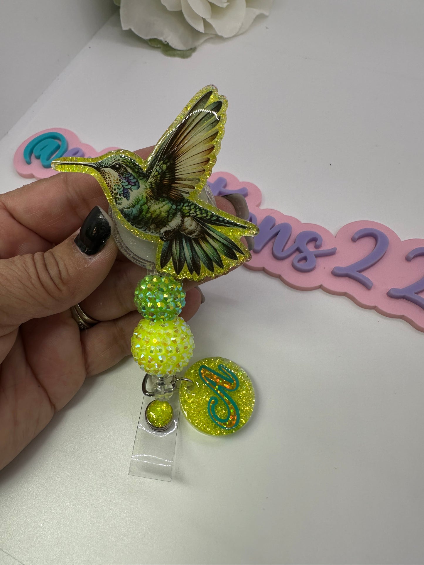 Personalized Hummingbird Badge Reel