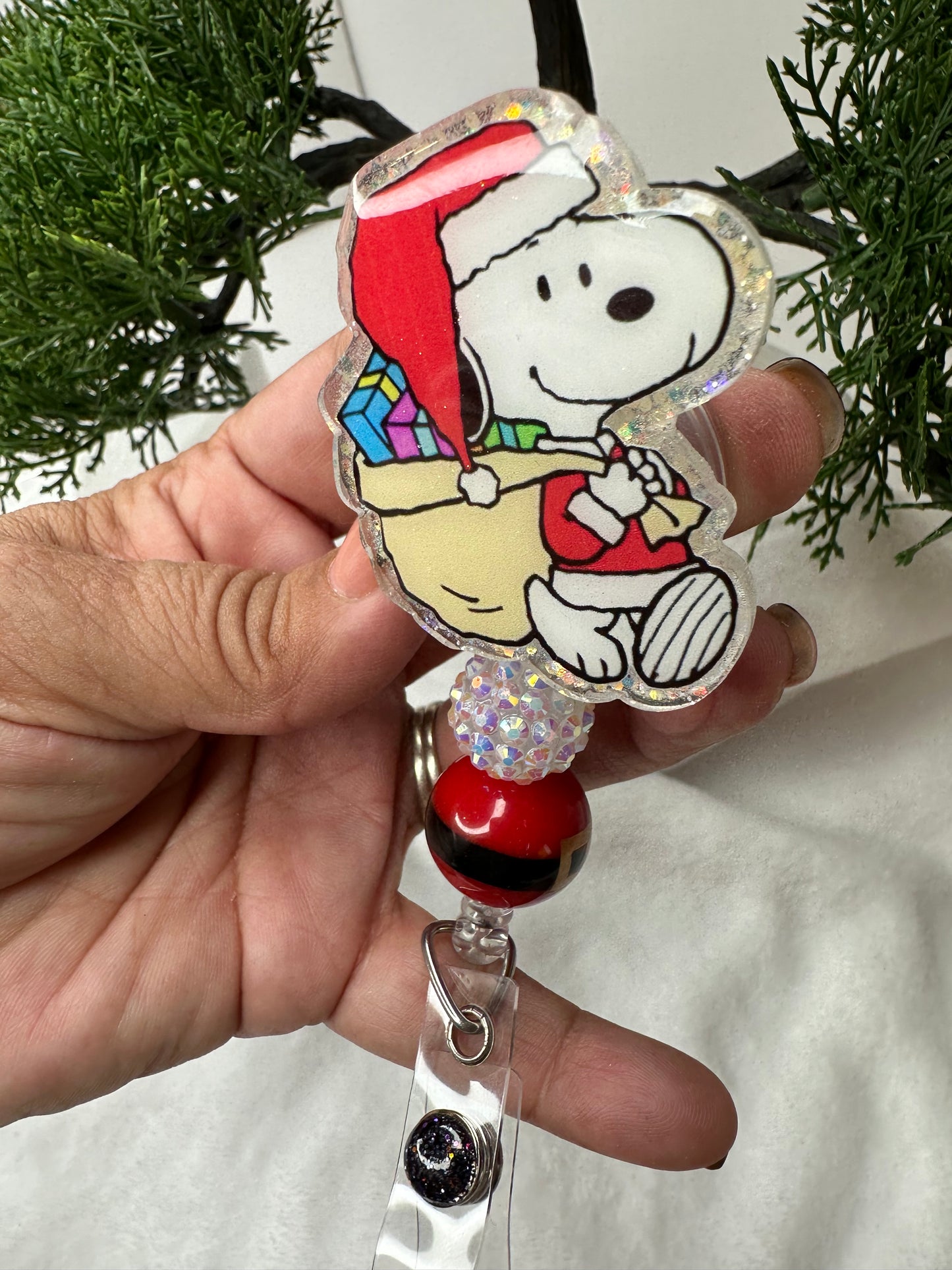 Santa Puppy Badge Reel