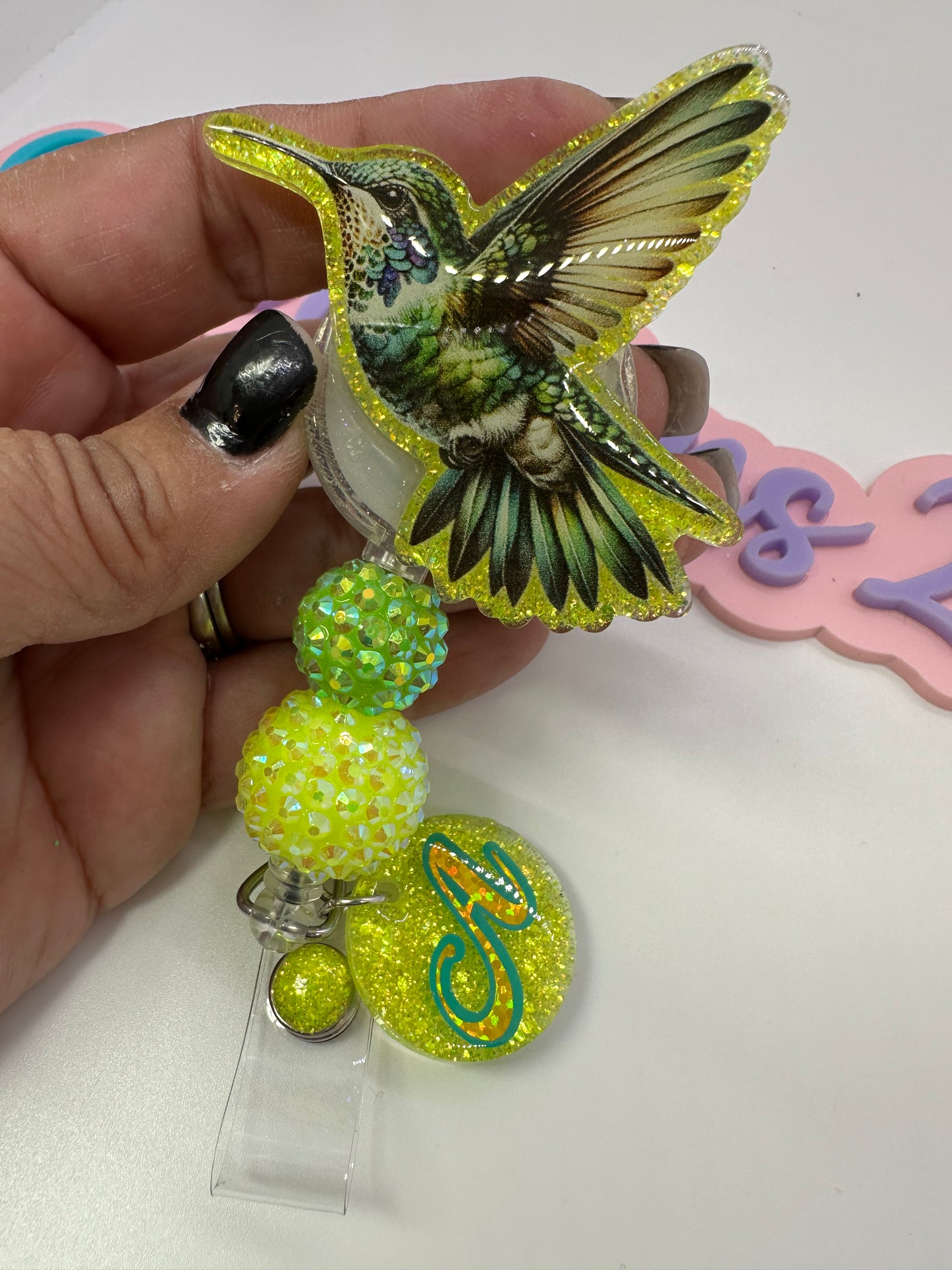 Personalized Hummingbird Badge Reel