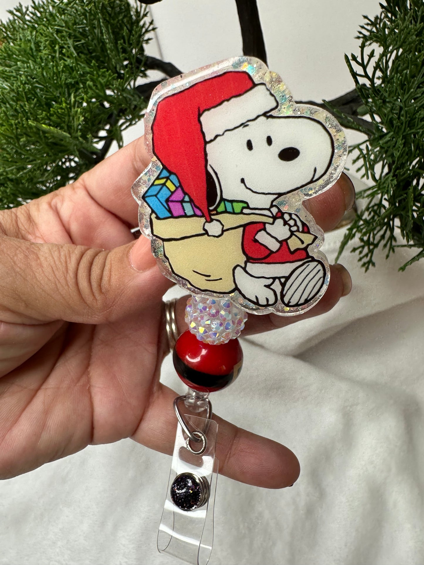 Santa Puppy Badge Reel