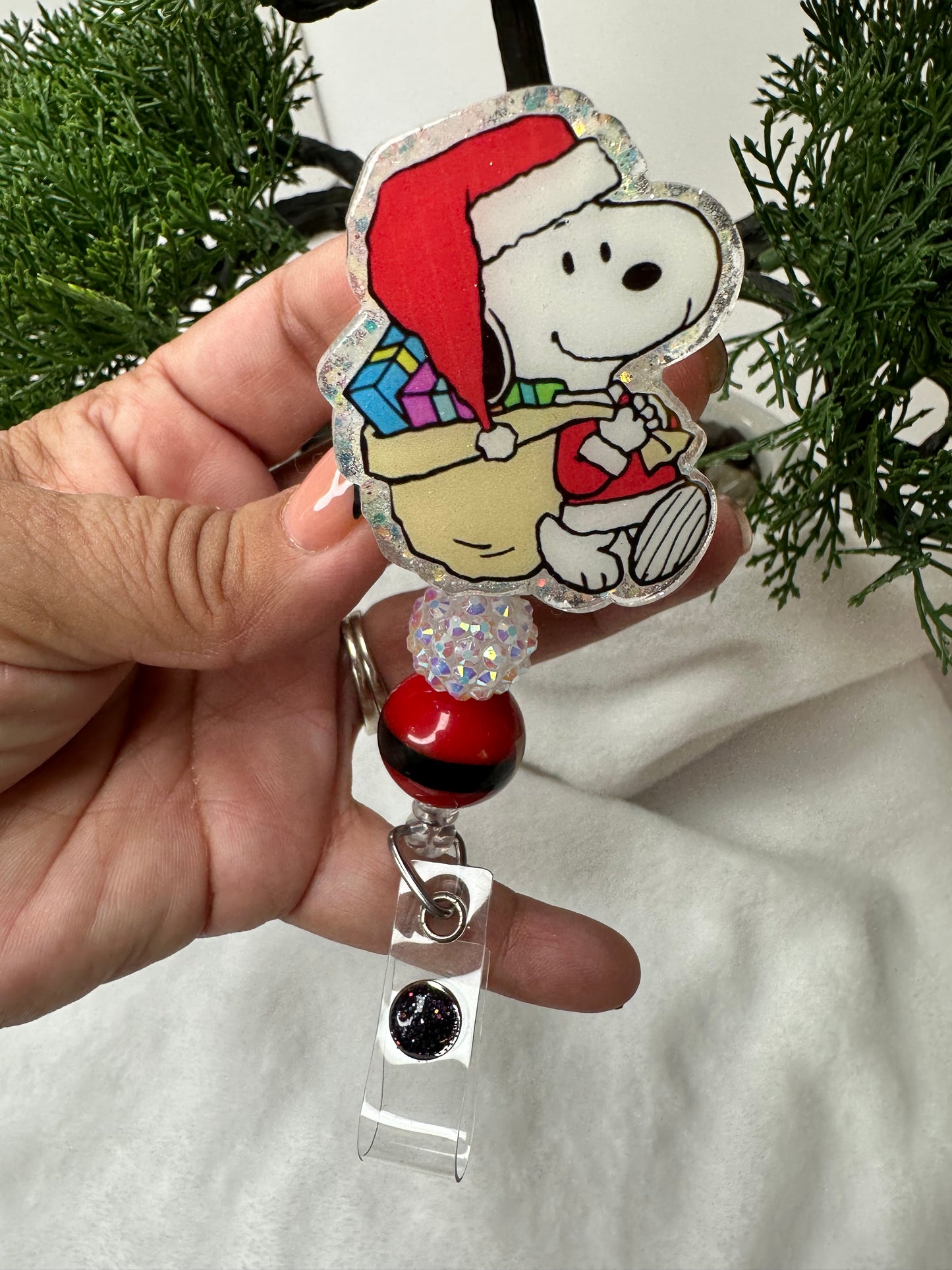 Santa Puppy Badge Reel