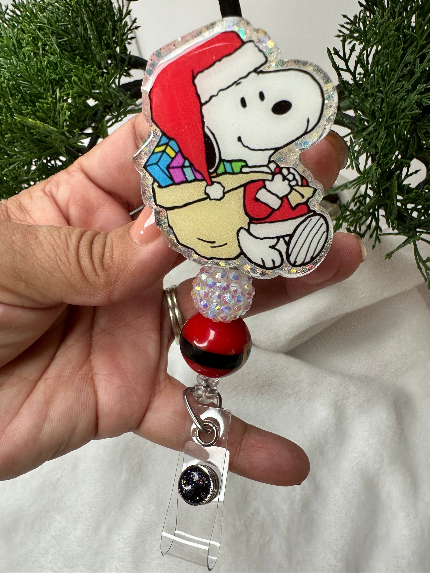 Santa Puppy Badge Reel