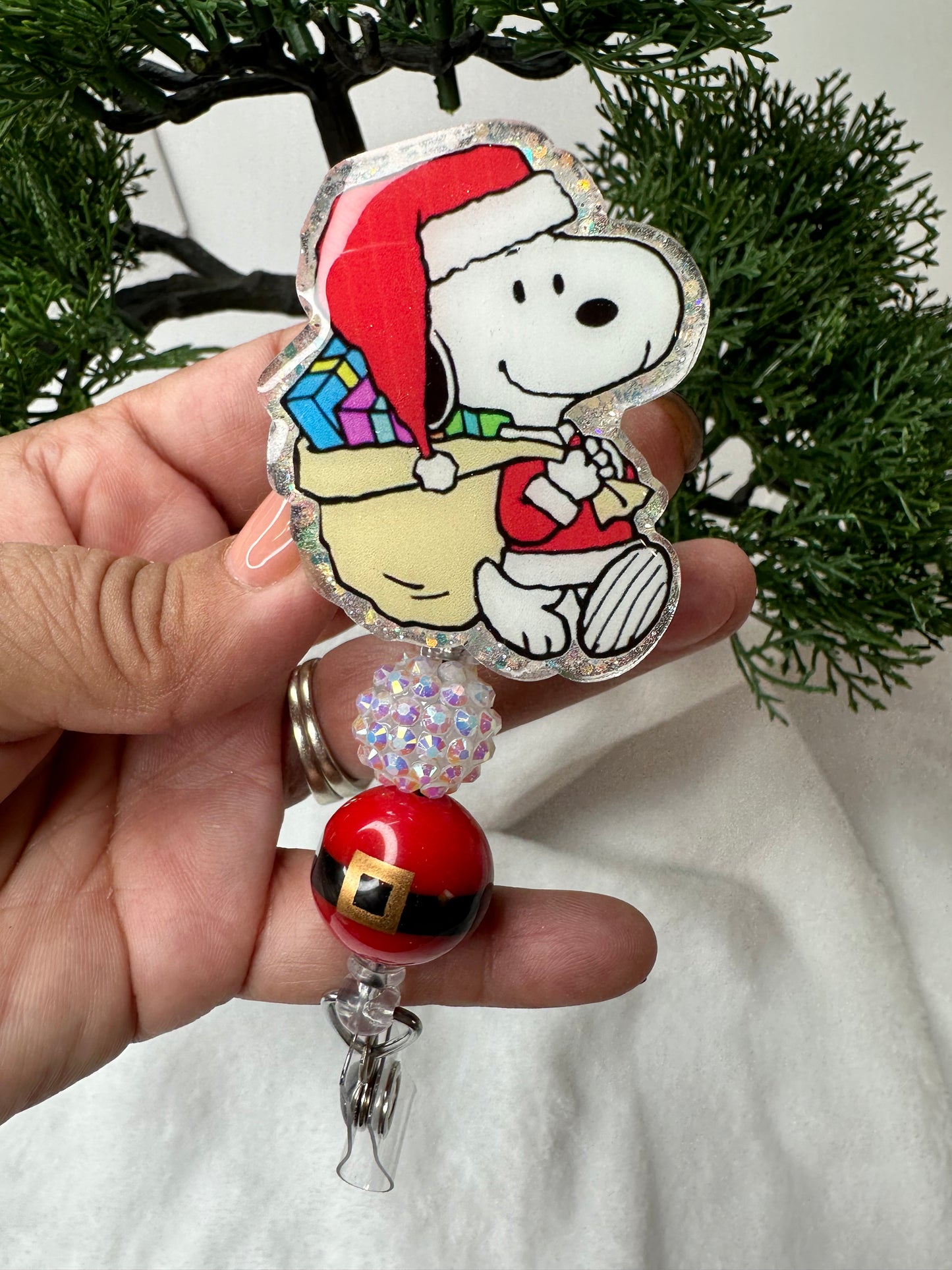 Santa Puppy Badge Reel