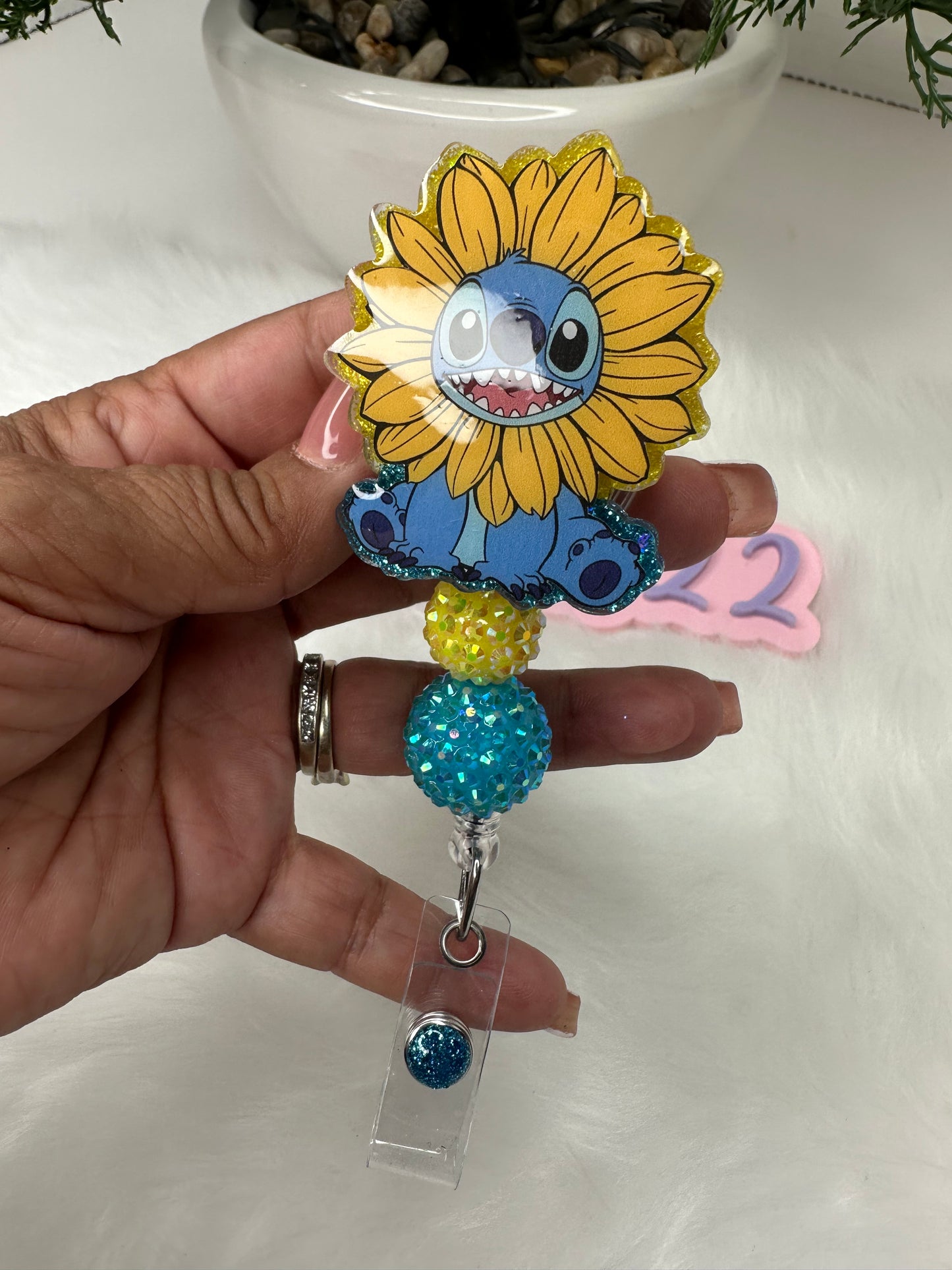 Sunflower Blue Alien Badge Reel