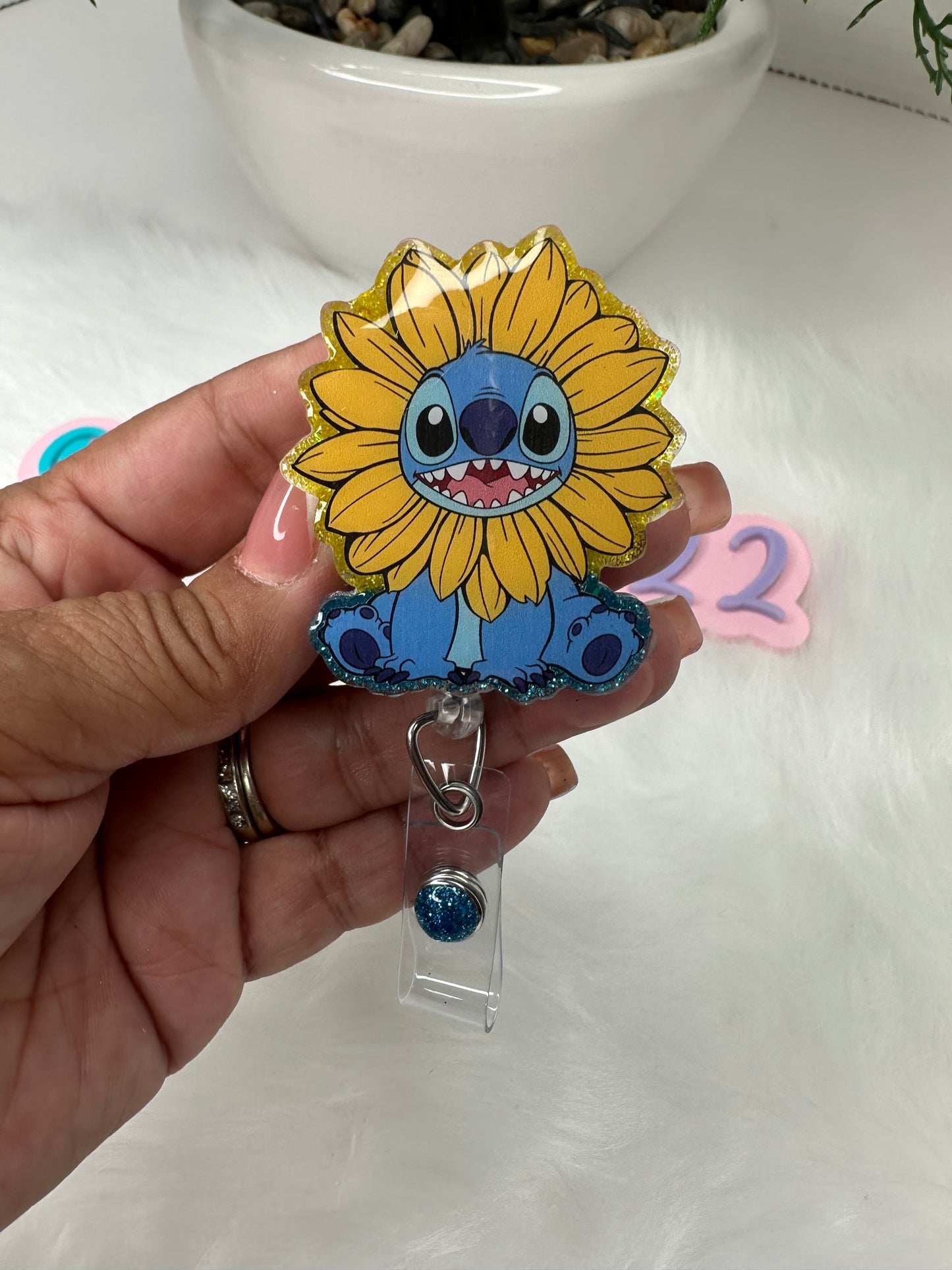 Sunflower Blue Alien Badge Reel