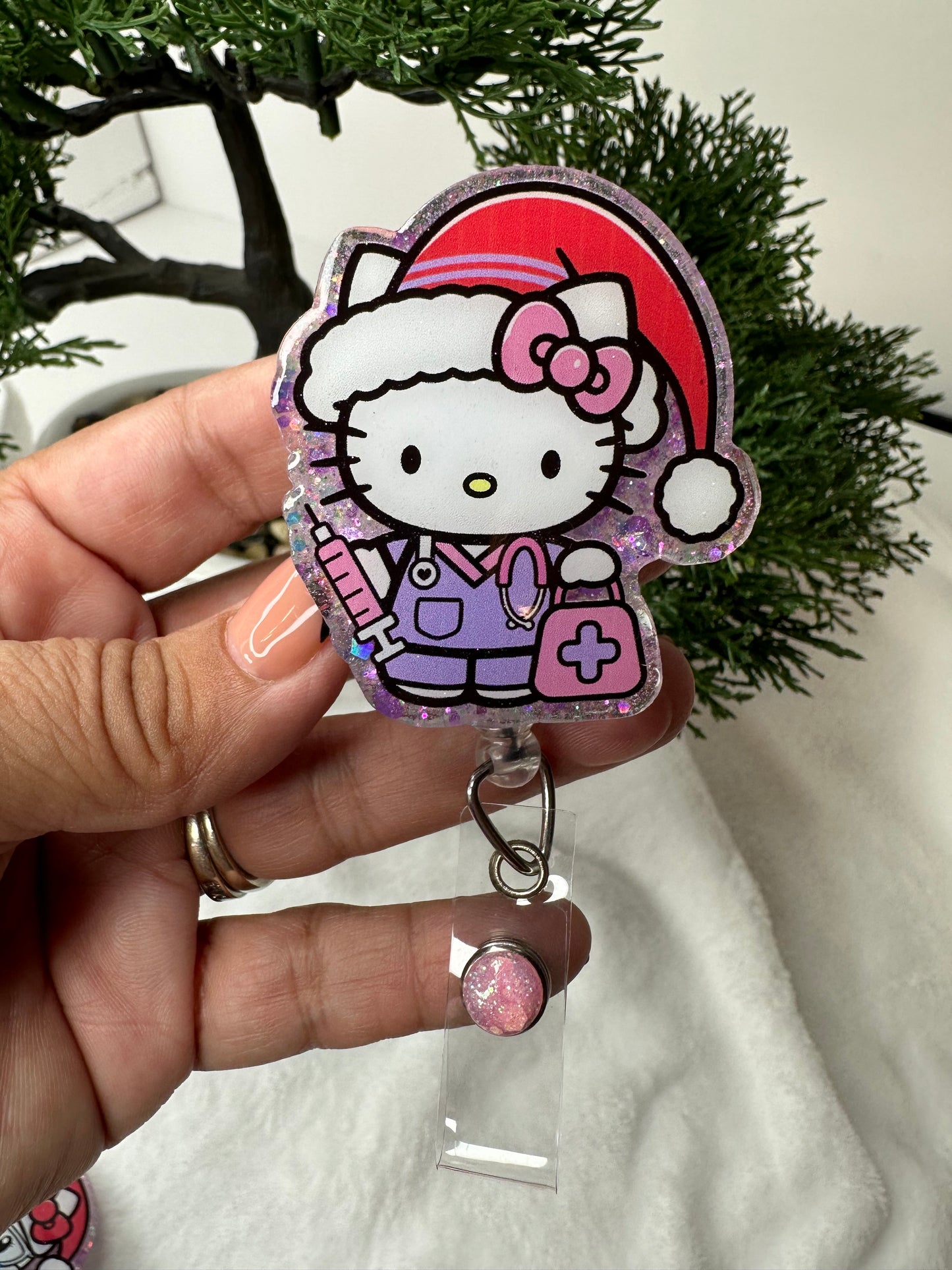 Santa HK Phlebotomist Nurse Badge Reel