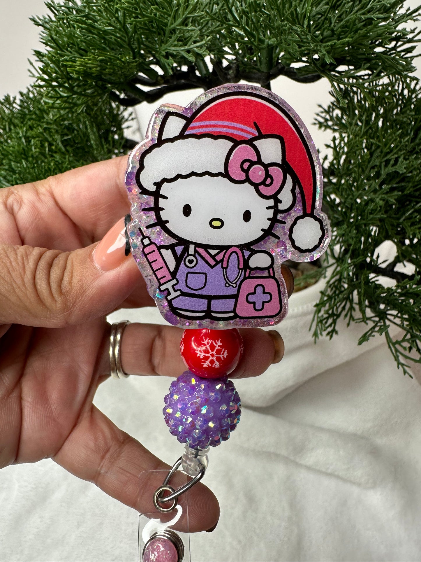 Santa HK Phlebotomist Nurse Badge Reel