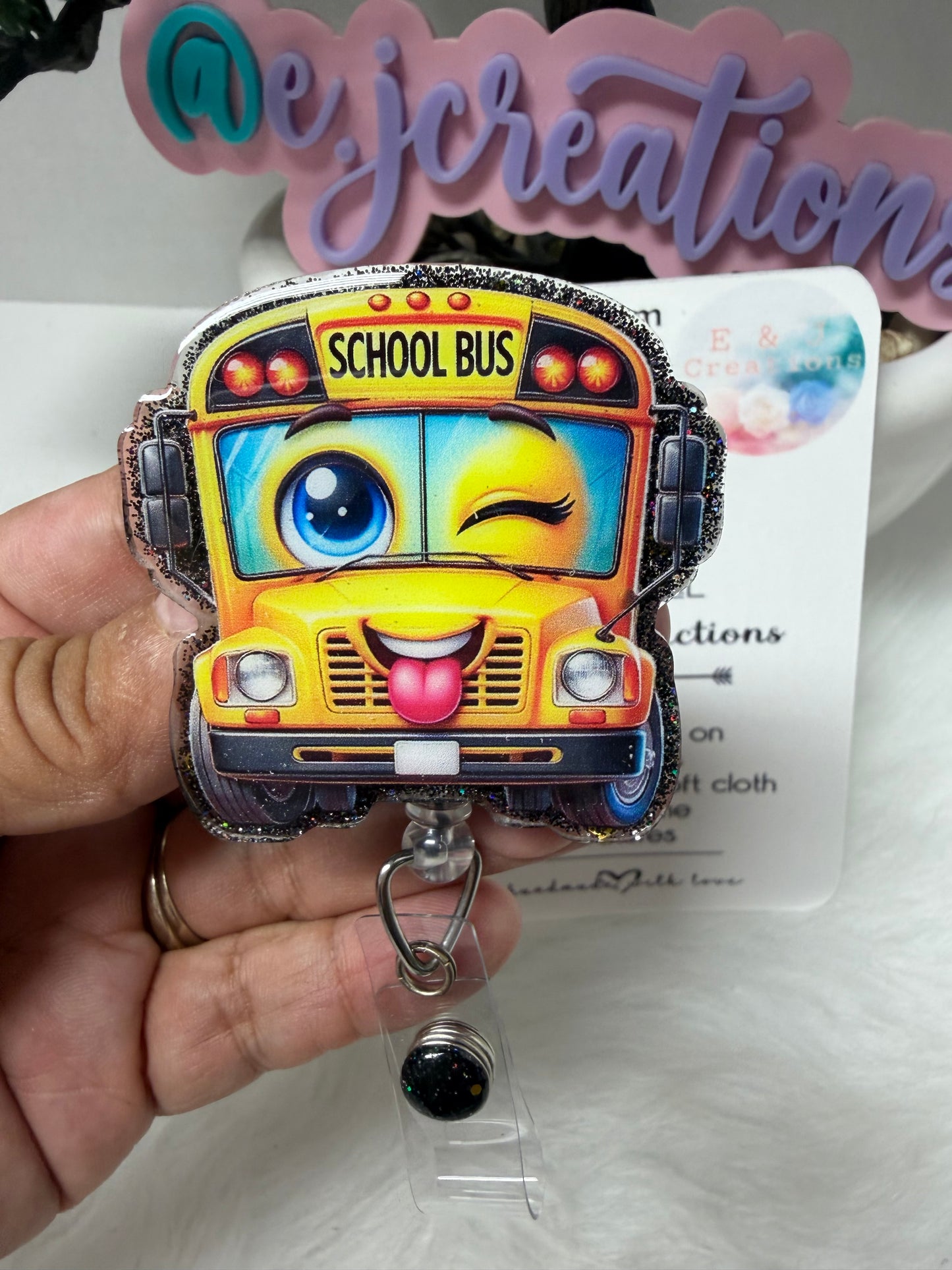 Cute School Bus Badge Reel