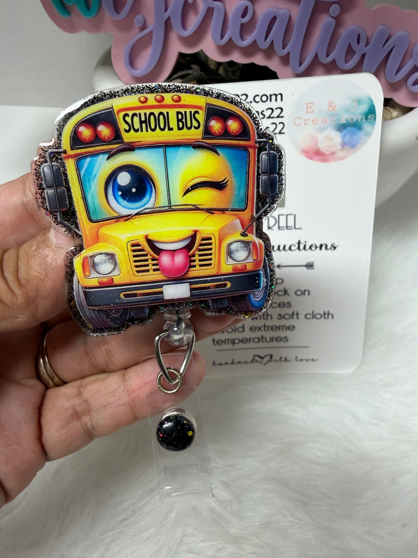 Cute School Bus Badge Reel