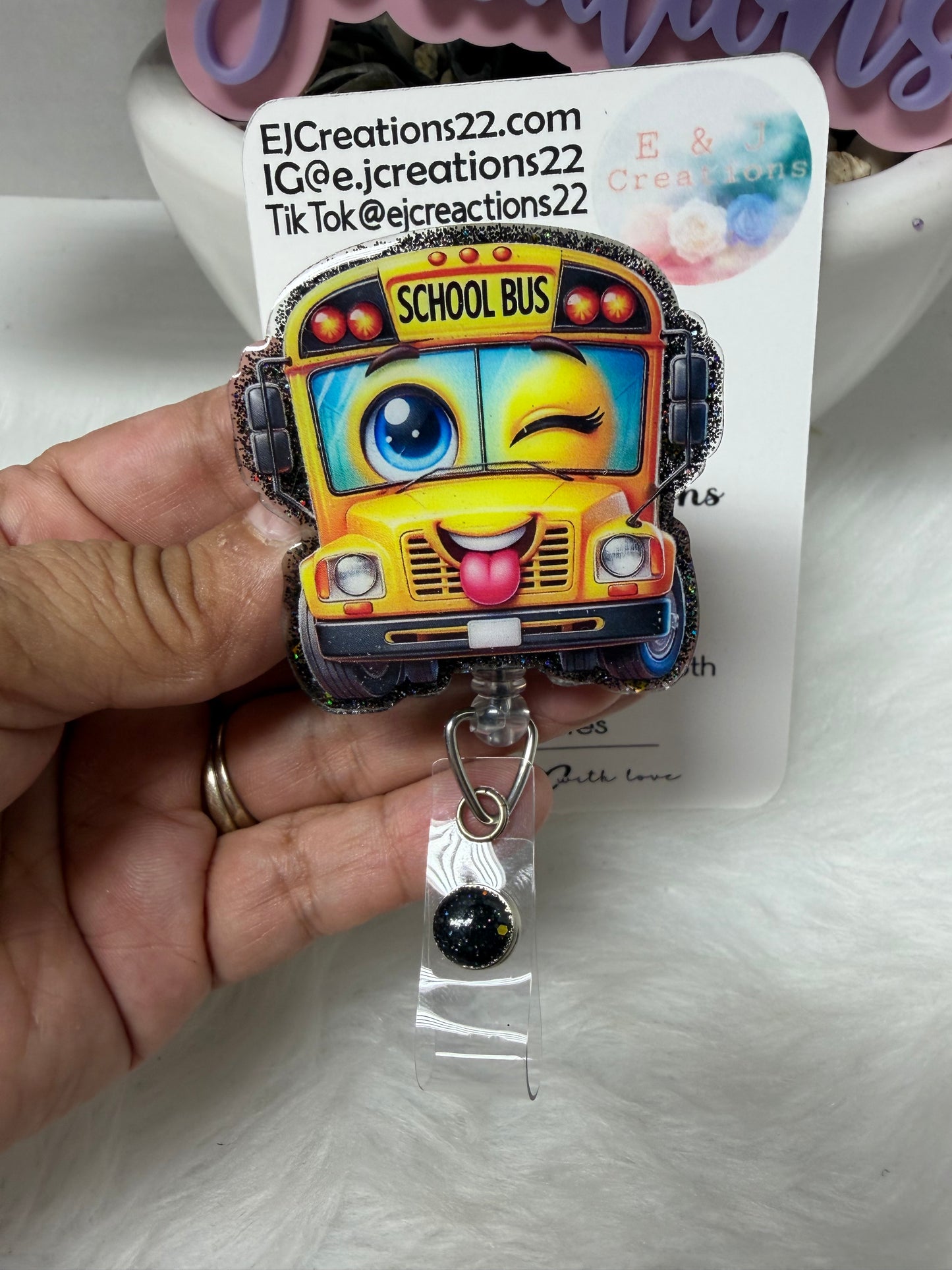 Cute School Bus Badge Reel