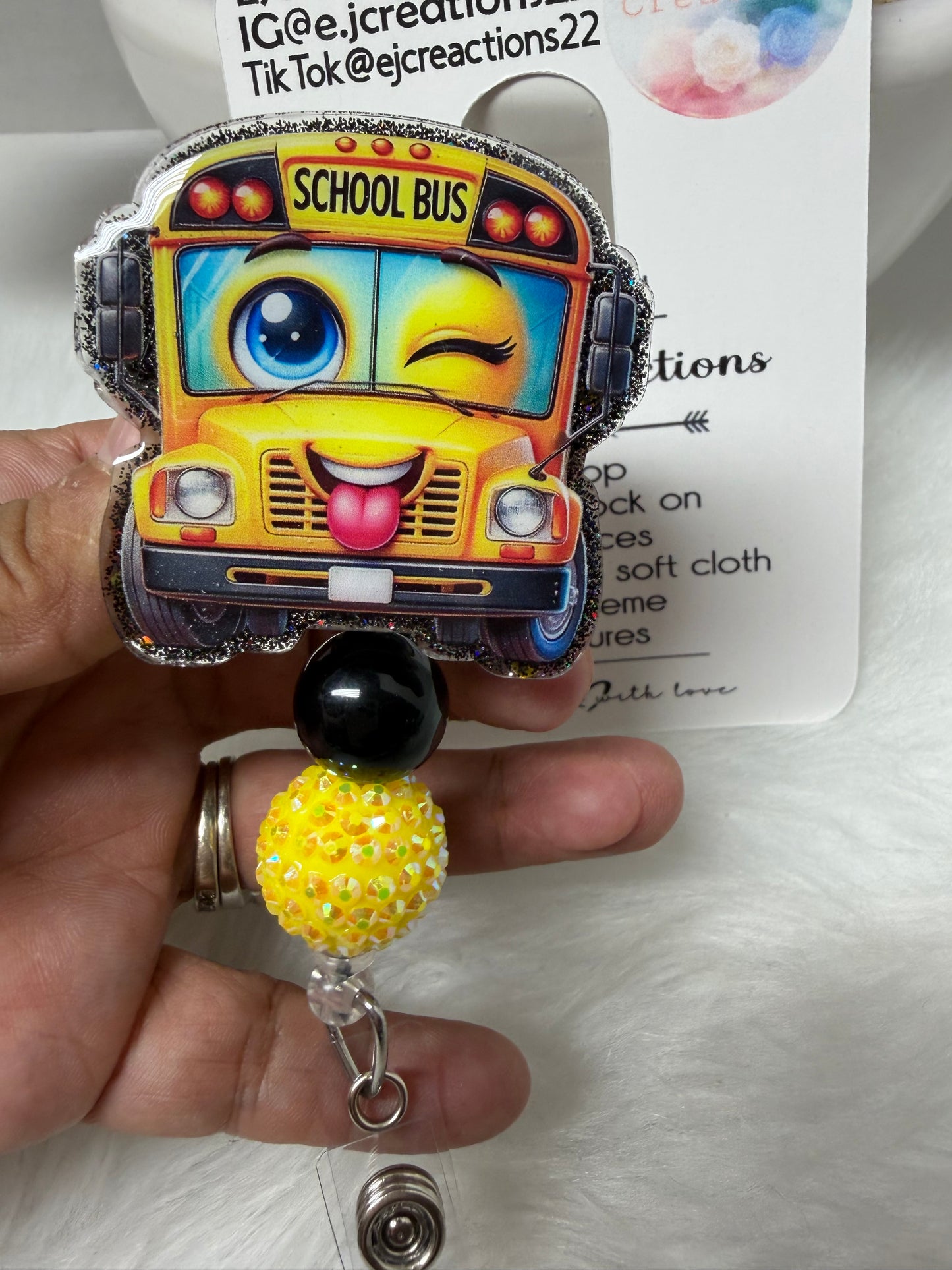 Cute School Bus Badge Reel