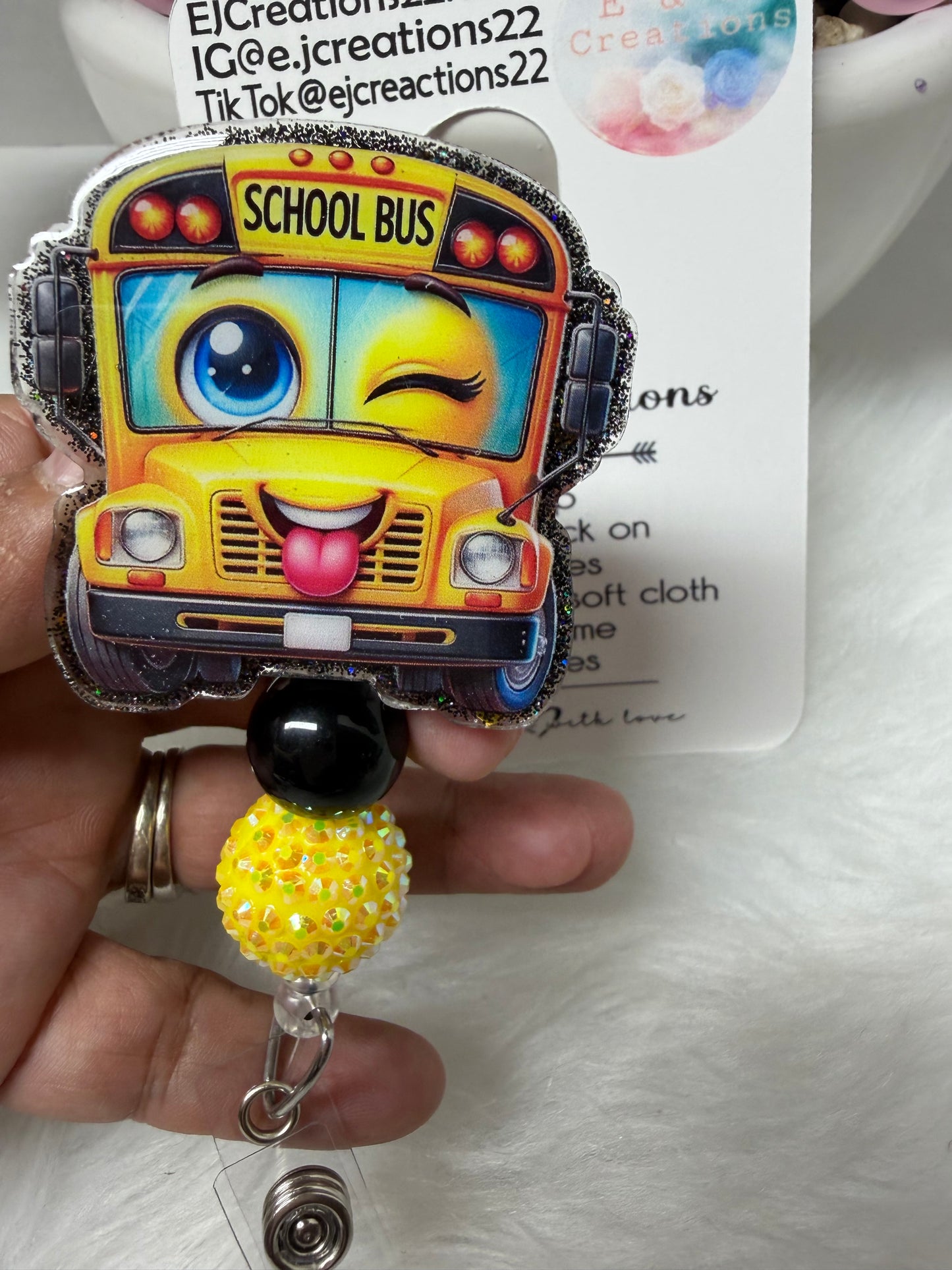 Cute School Bus Badge Reel