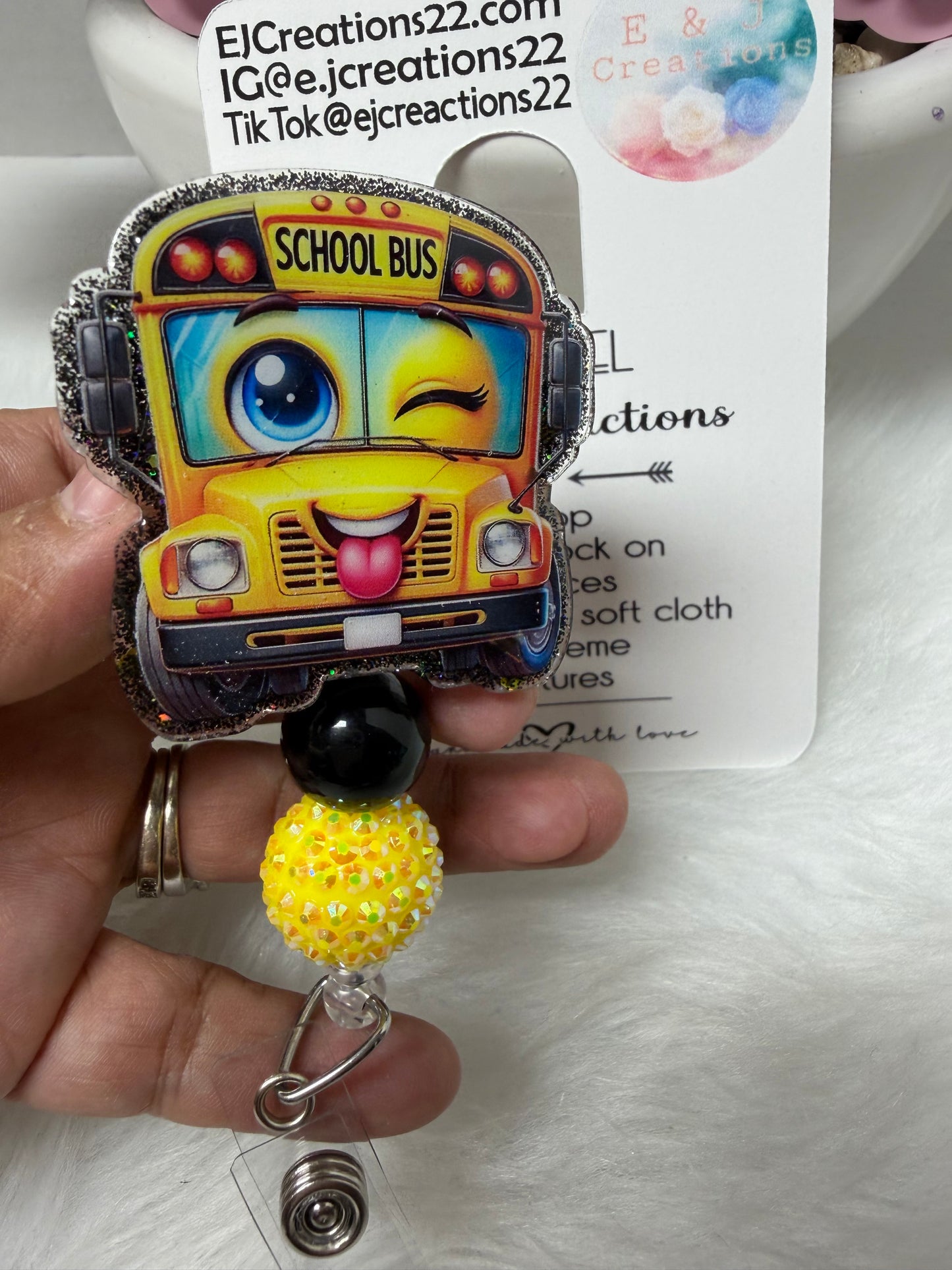 Cute School Bus Badge Reel