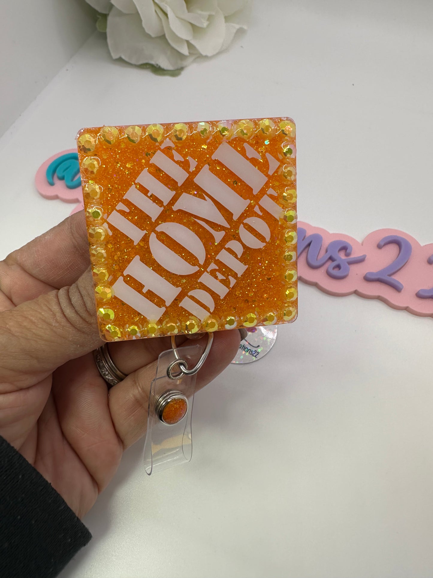 Orange Square Badge Reel