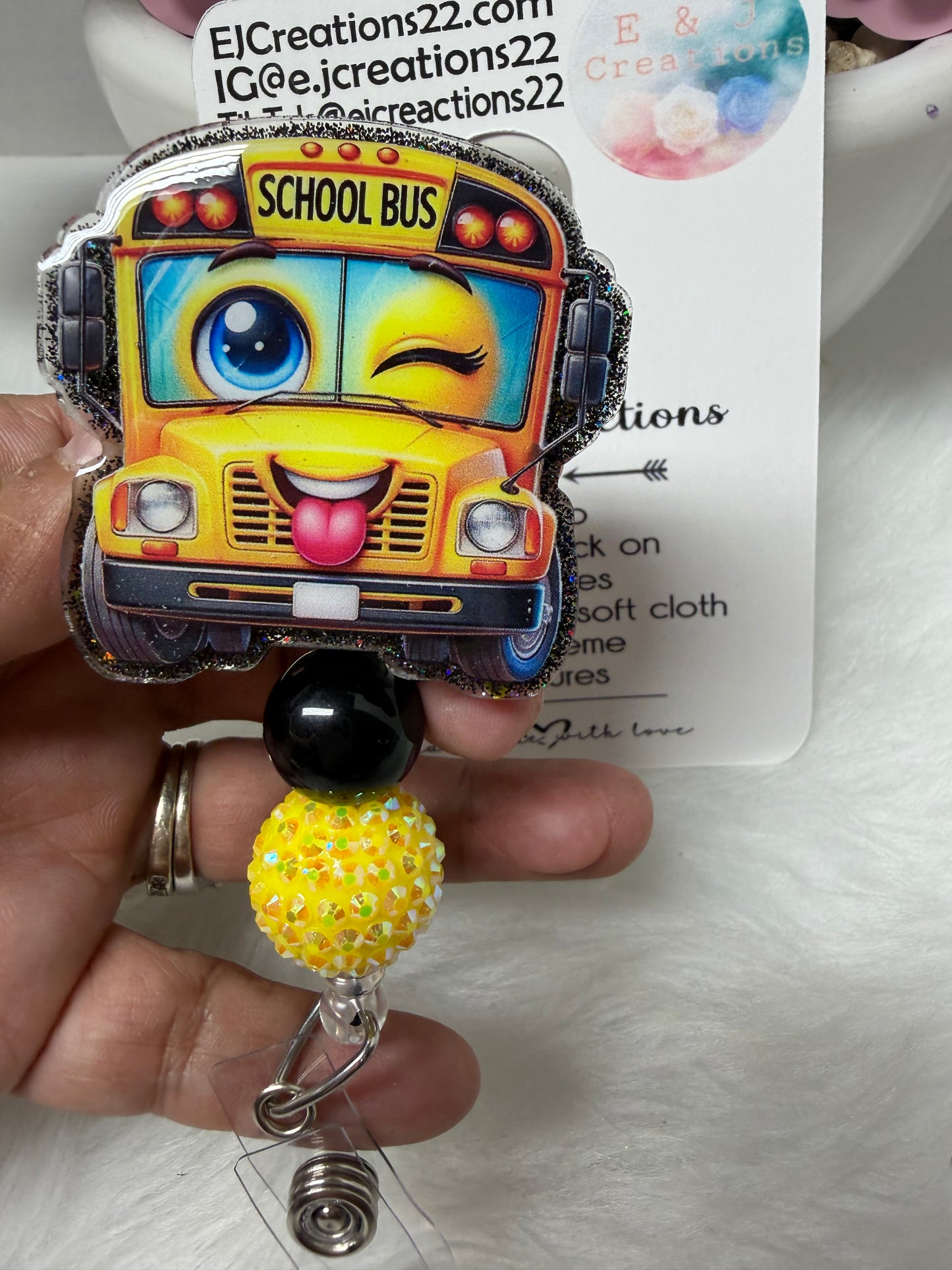 Cute School Bus Badge Reel