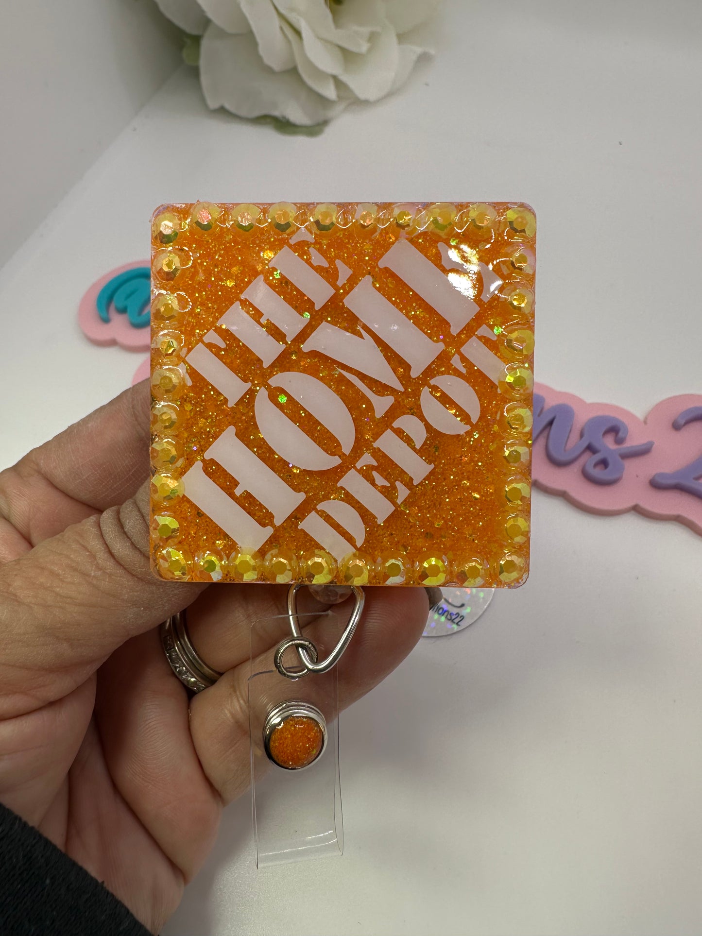 Orange Square Badge Reel