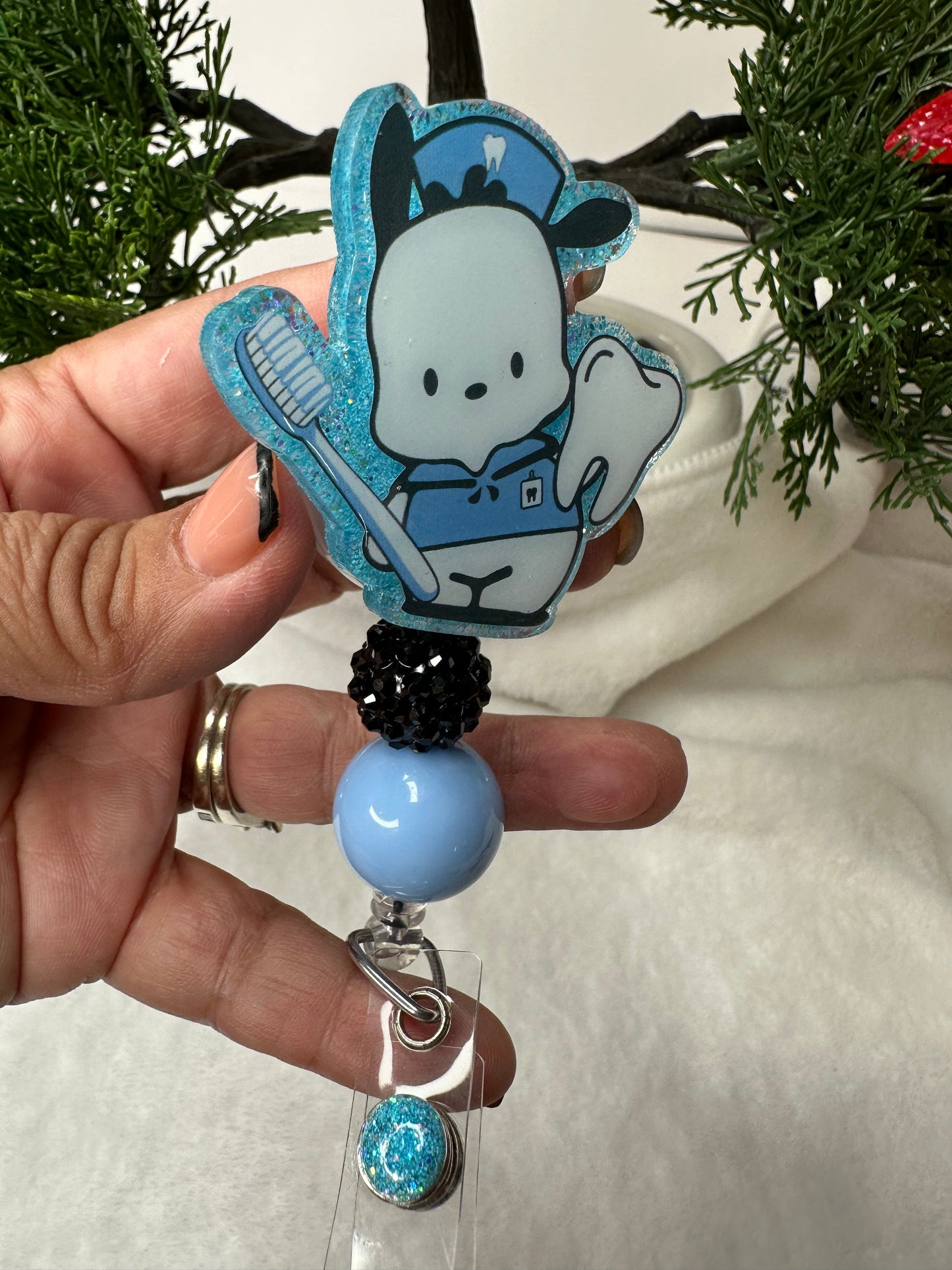 Pochacco Dental Hygienist Badge Reel