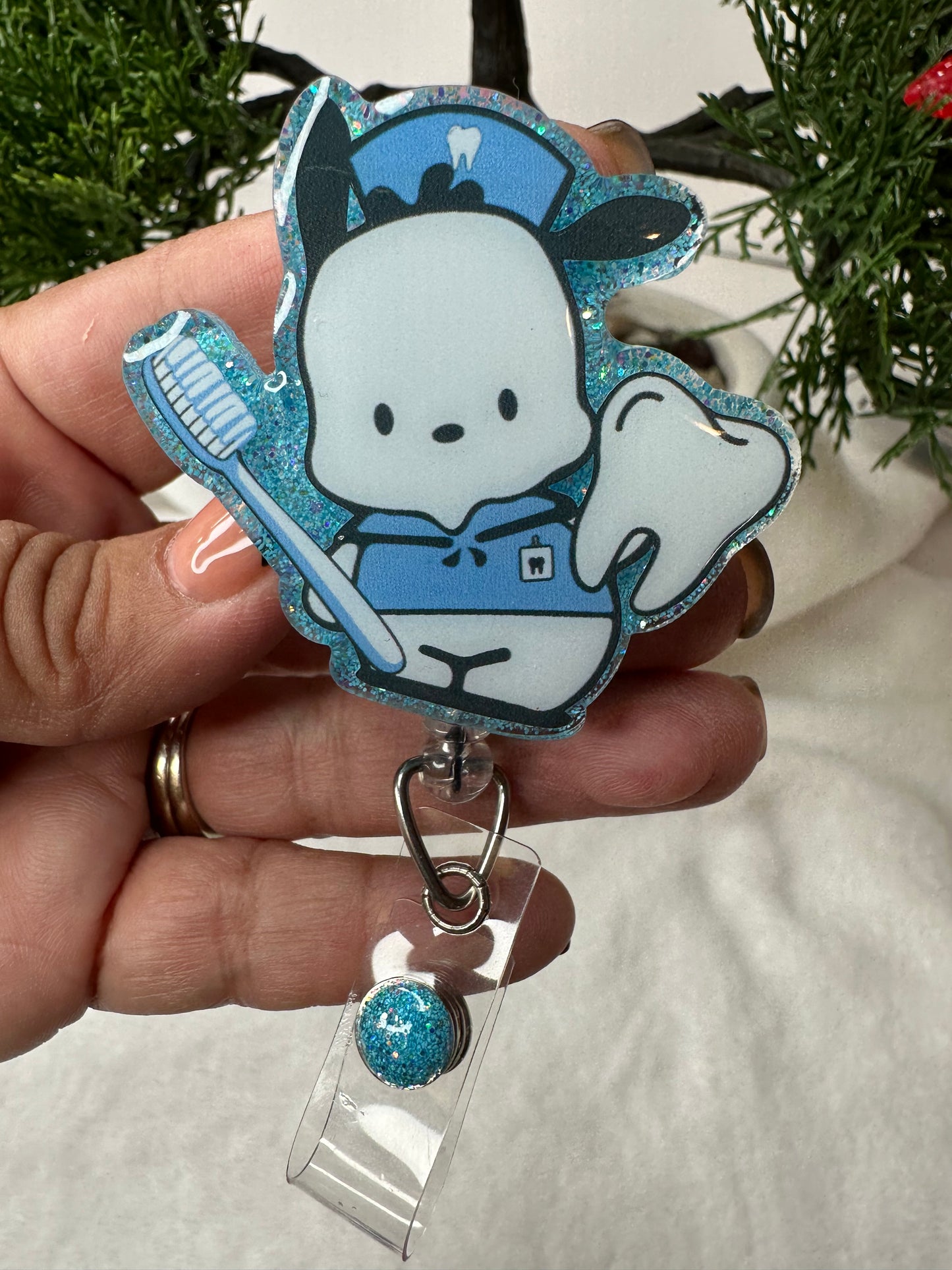 Pochacco Dental Hygienist Badge Reel