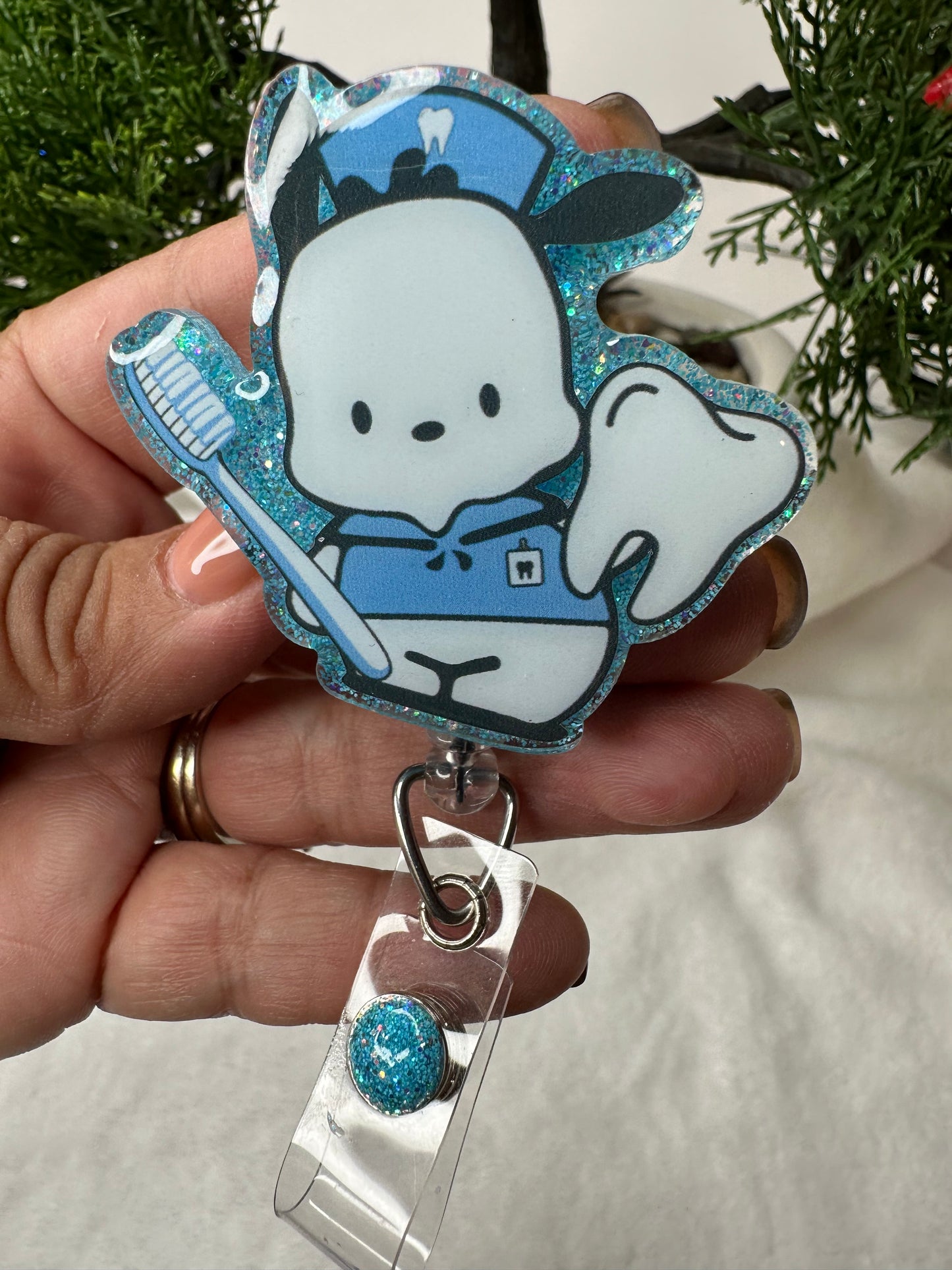 Pochacco Dental Hygienist Badge Reel