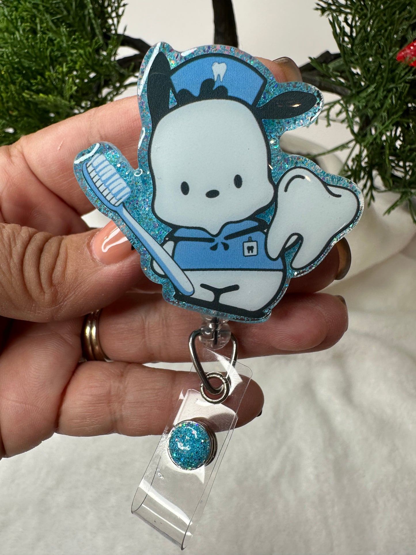 Pochacco Dental Hygienist Badge Reel