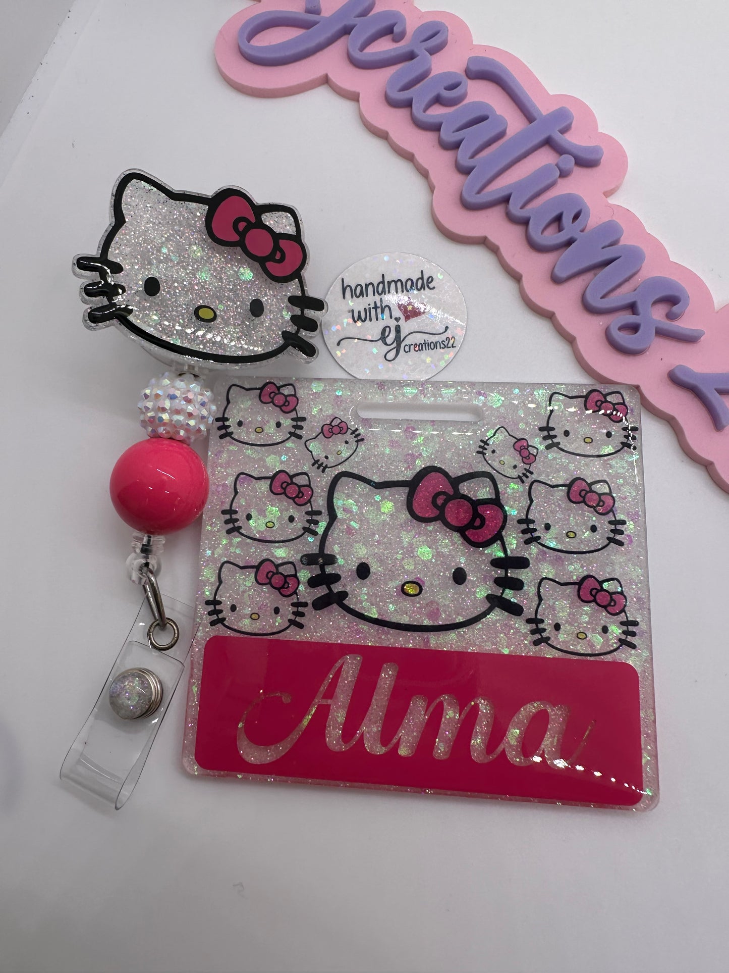 Pink Kitty Badge Buddy Set