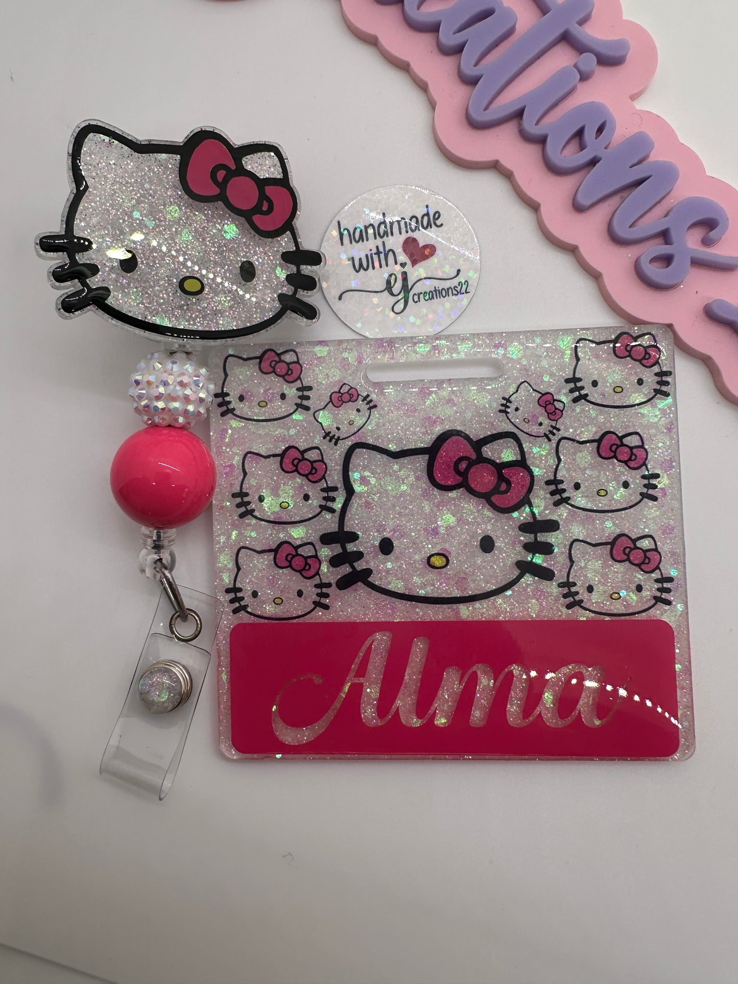 Pink Kitty Badge Buddy Set