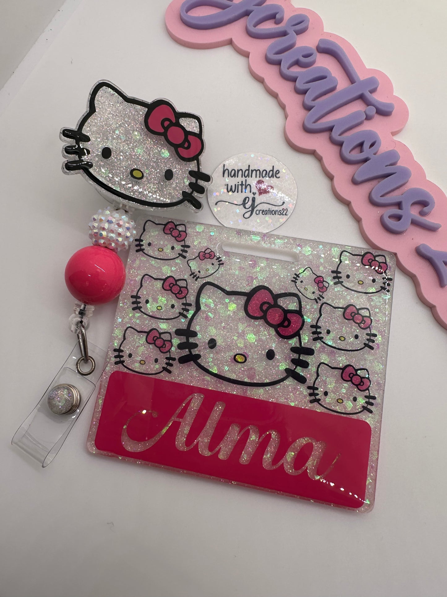 Pink Kitty Badge Buddy Set