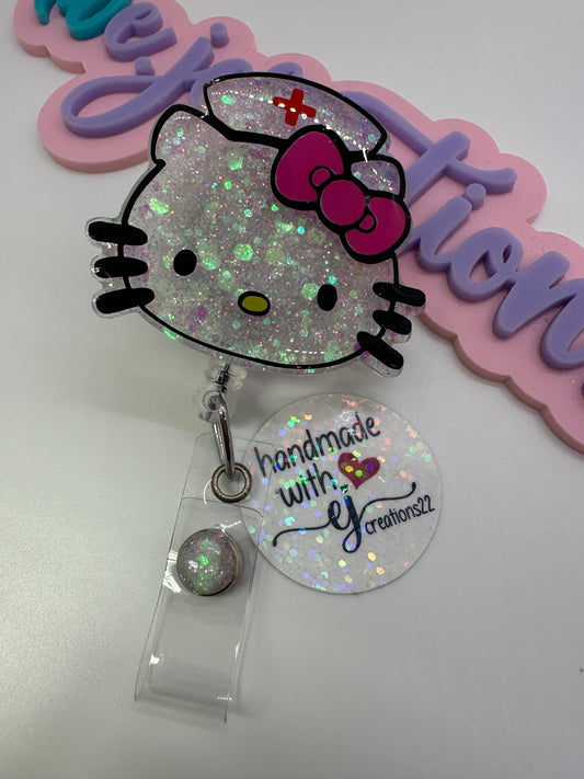 Pink Kitty Nurse Badge Reel