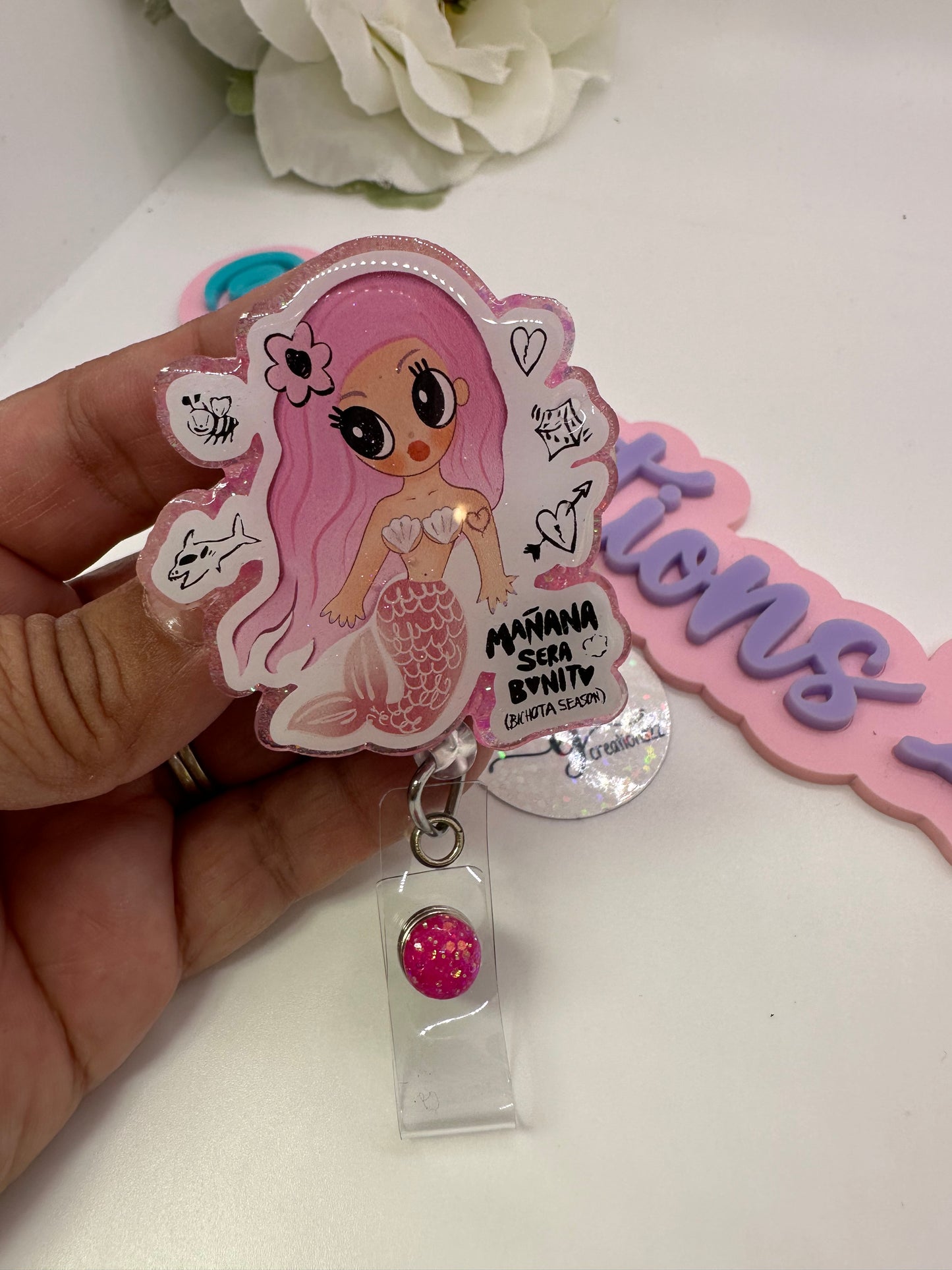 MSB Pink Mermaid Badge Reel