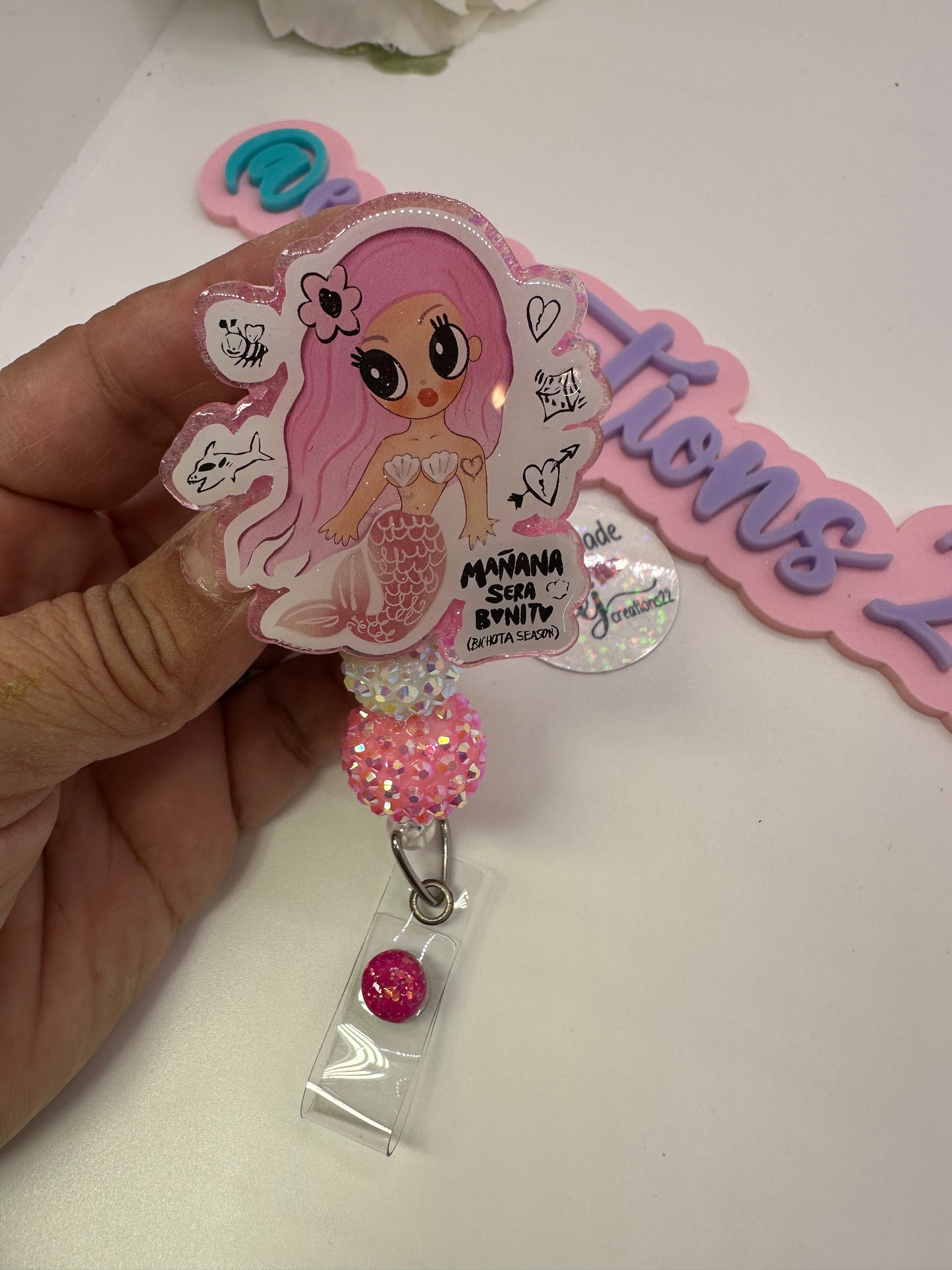 MSB Pink Mermaid Badge Reel