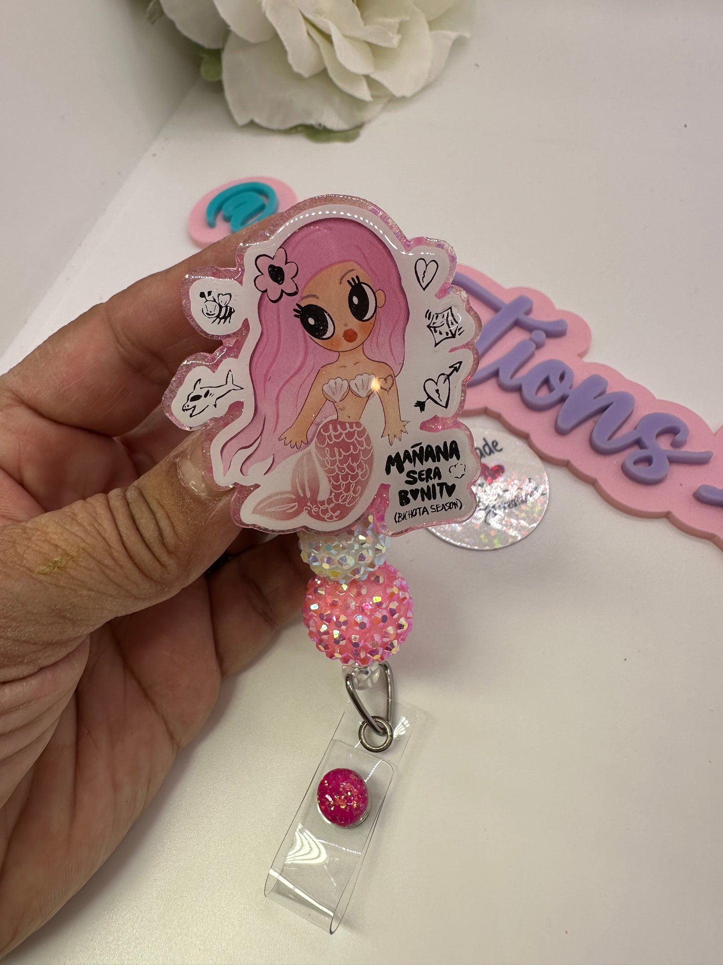 MSB Pink Mermaid Badge Reel