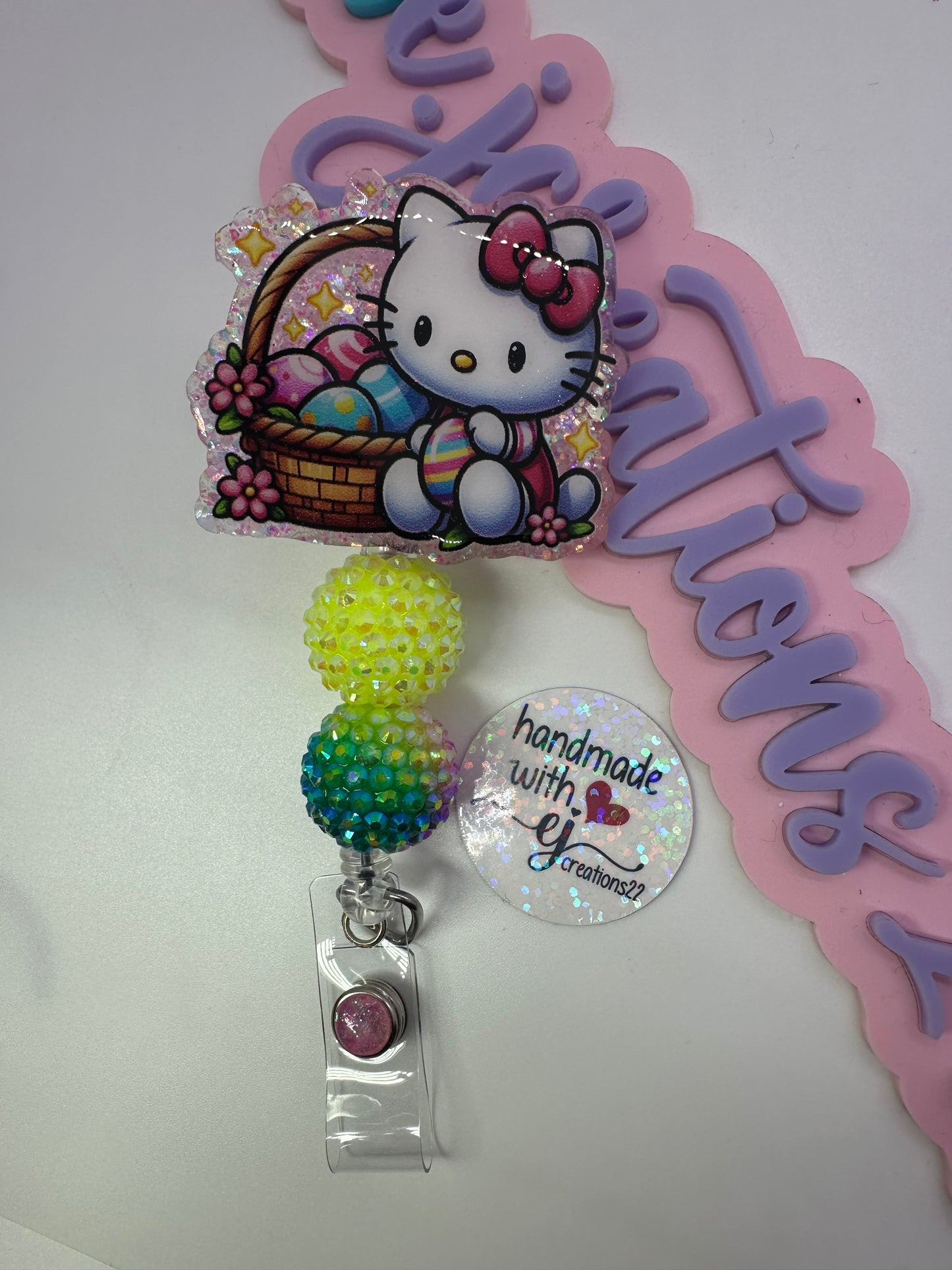 Kitty Easter Basket Badge Reel